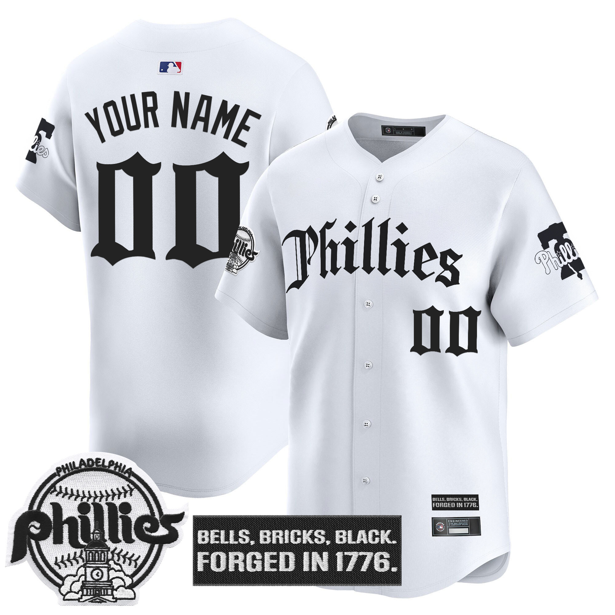 Philadelphia Phillies 'Gothic Liberty Edition' Vapor Premier Limited Custom Jersey - All Stitched - Image 2