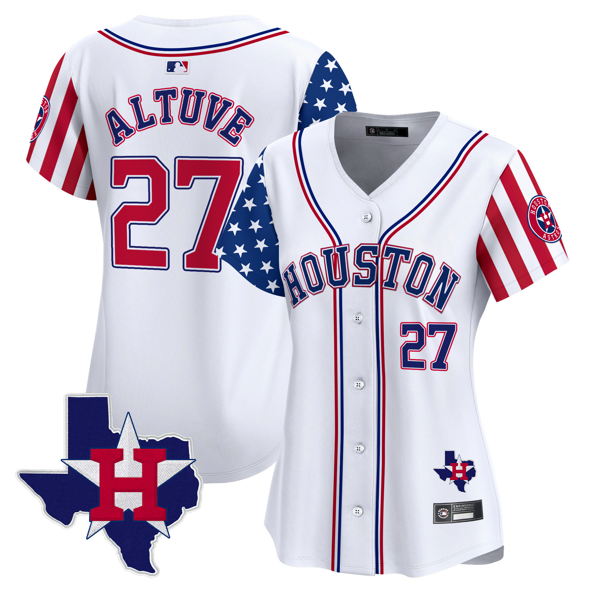 Women's Houston Astros 2025 Independence Day Vapor Premier Limited Jersey V2 - All Stitched