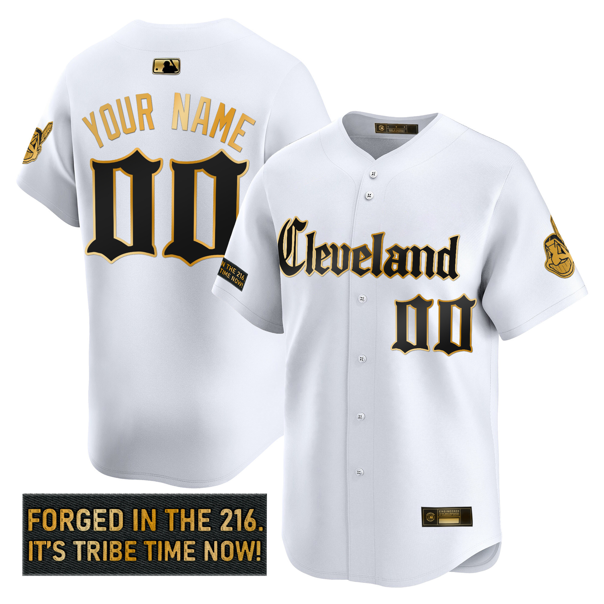 Cleveland Indians 'Gothic Iron Edition' Gold Vapor Premier Limited Custom Jersey - All Stitched - Image 2