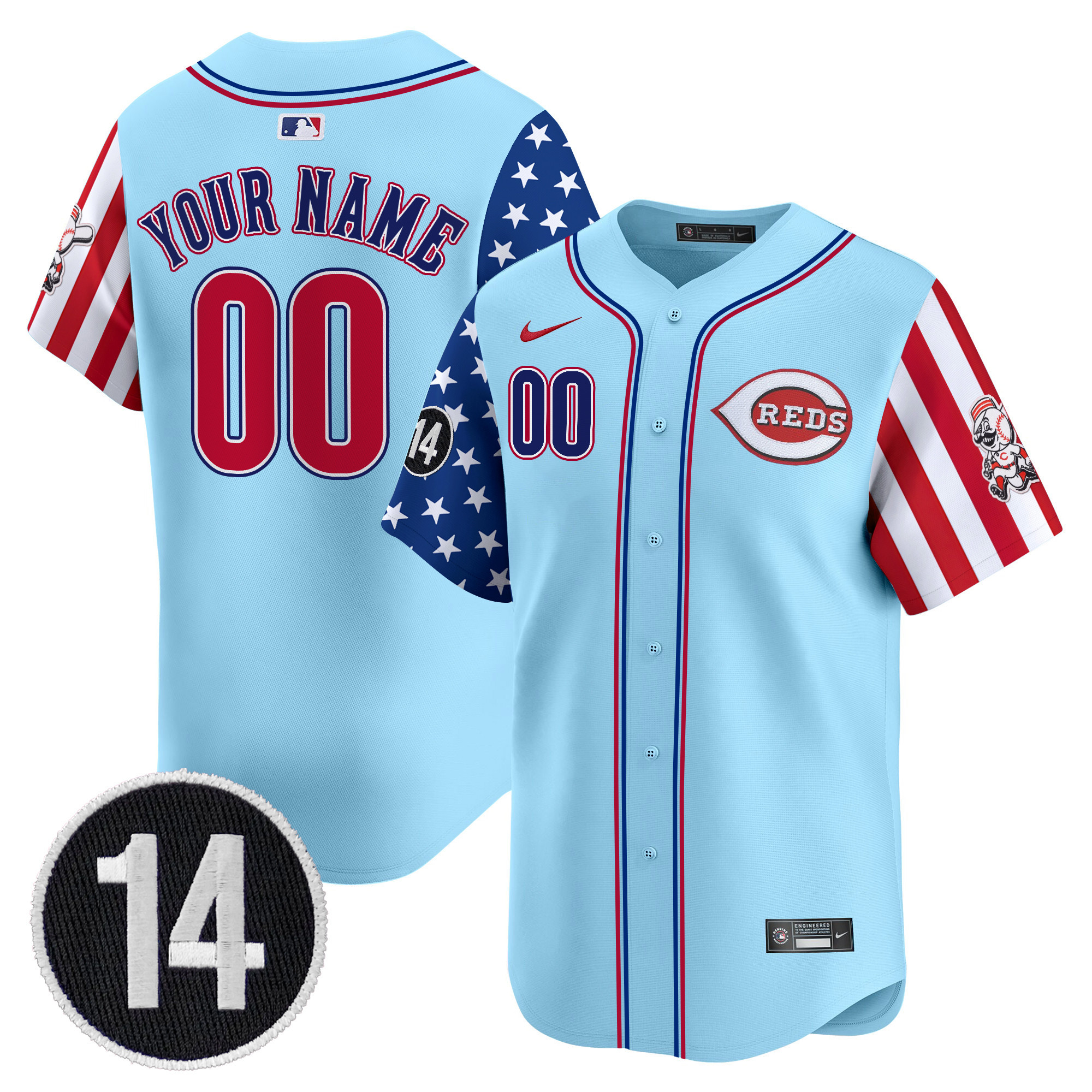 Cincinnati Reds 2025 Independence Day Vapor Premier Limited Custom Jersey - Pete Rose Patch - All Stitched - Image 4