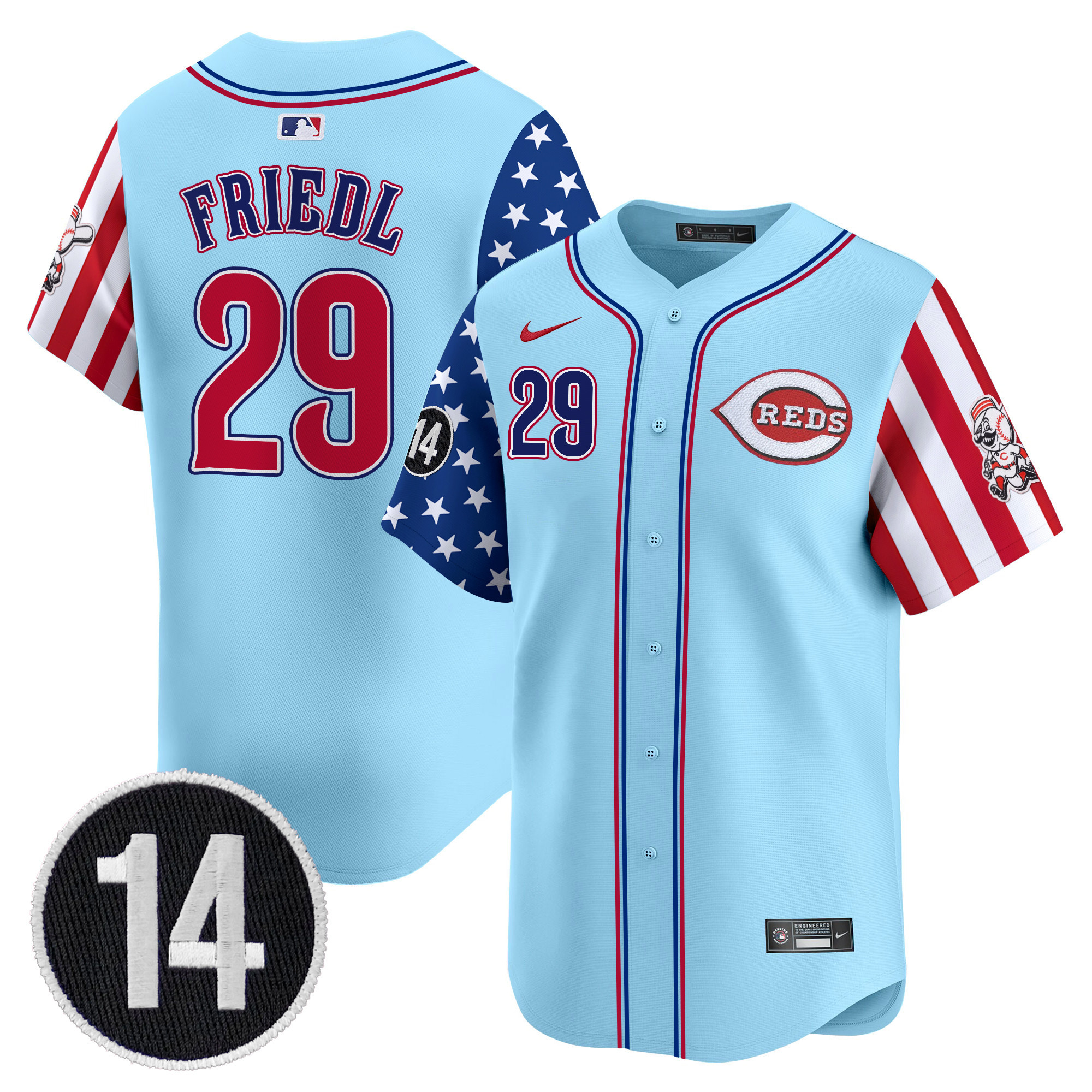 Men's Cincinnati Reds 2025 Independence Day Vapor Premier Limited Jersey - Pete Rose Patch - All Stitched - Image 32