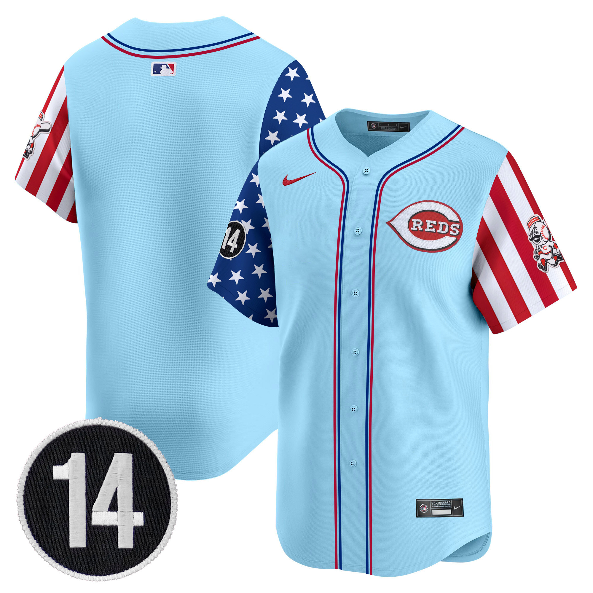 Men's Cincinnati Reds 2025 Independence Day Vapor Premier Limited Jersey - Pete Rose Patch - All Stitched - Image 36