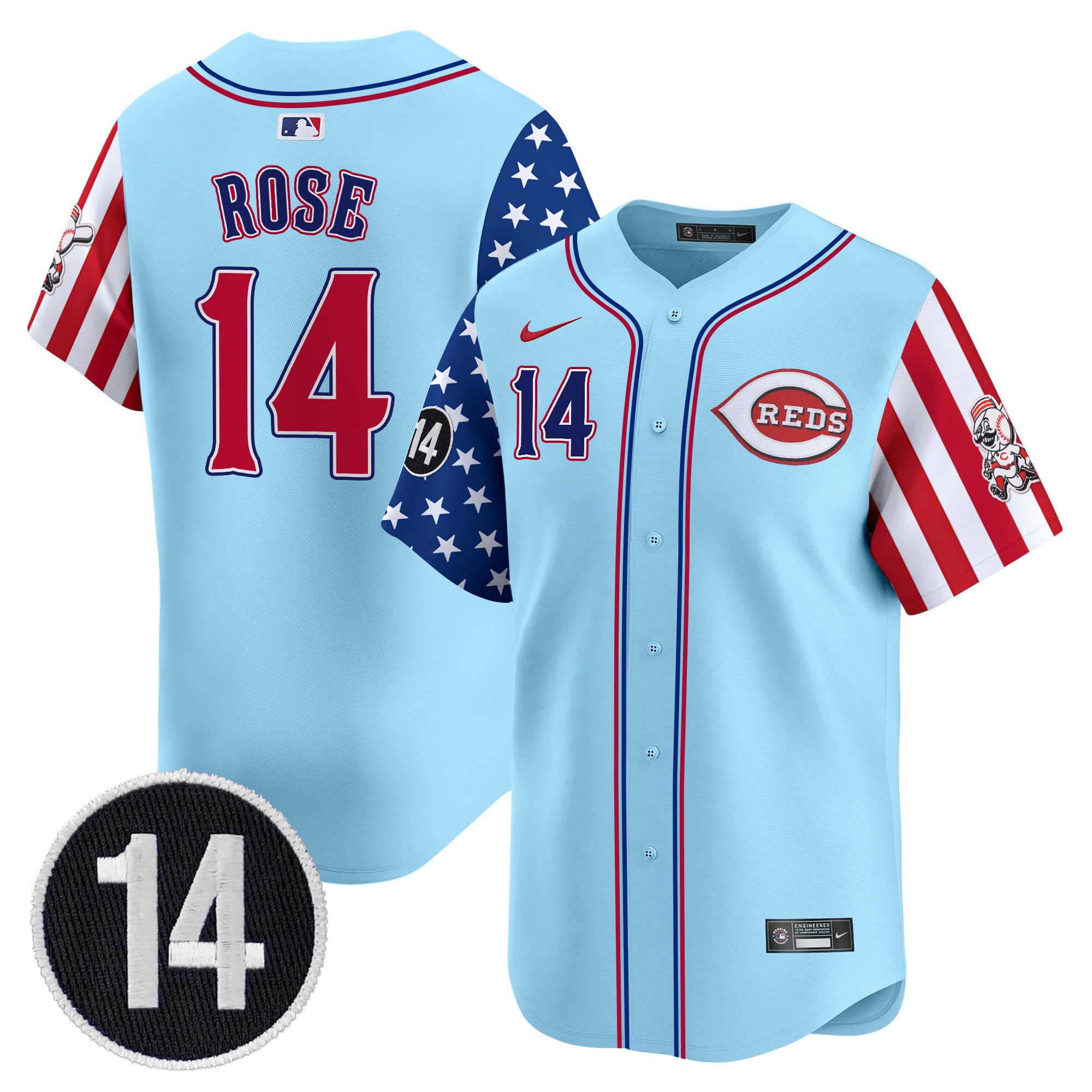 Men's Cincinnati Reds 2025 Independence Day Vapor Premier Limited Jersey - Pete Rose Patch - All Stitched - Image 28