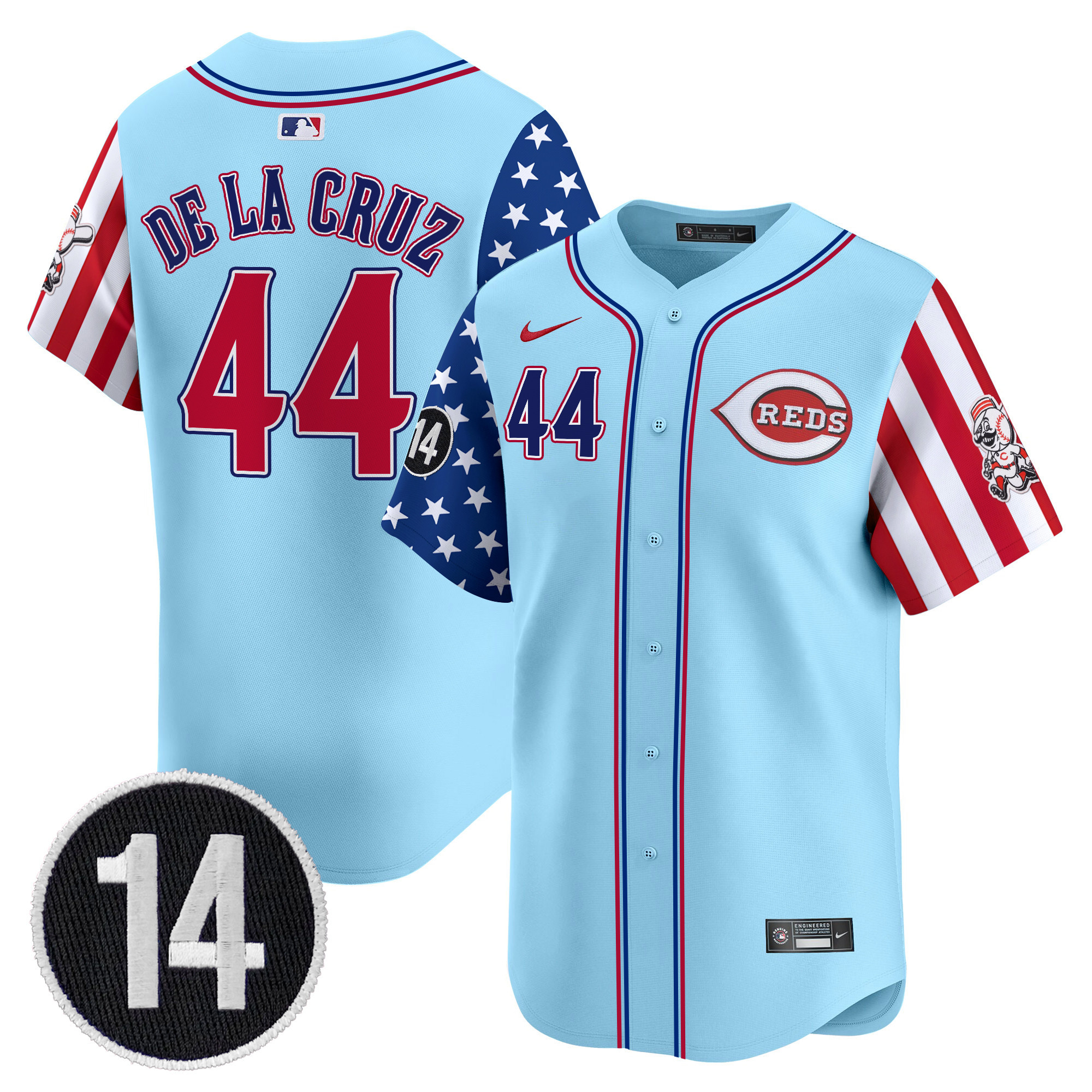 Men's Cincinnati Reds 2025 Independence Day Vapor Premier Limited Jersey - Pete Rose Patch - All Stitched - Image 29