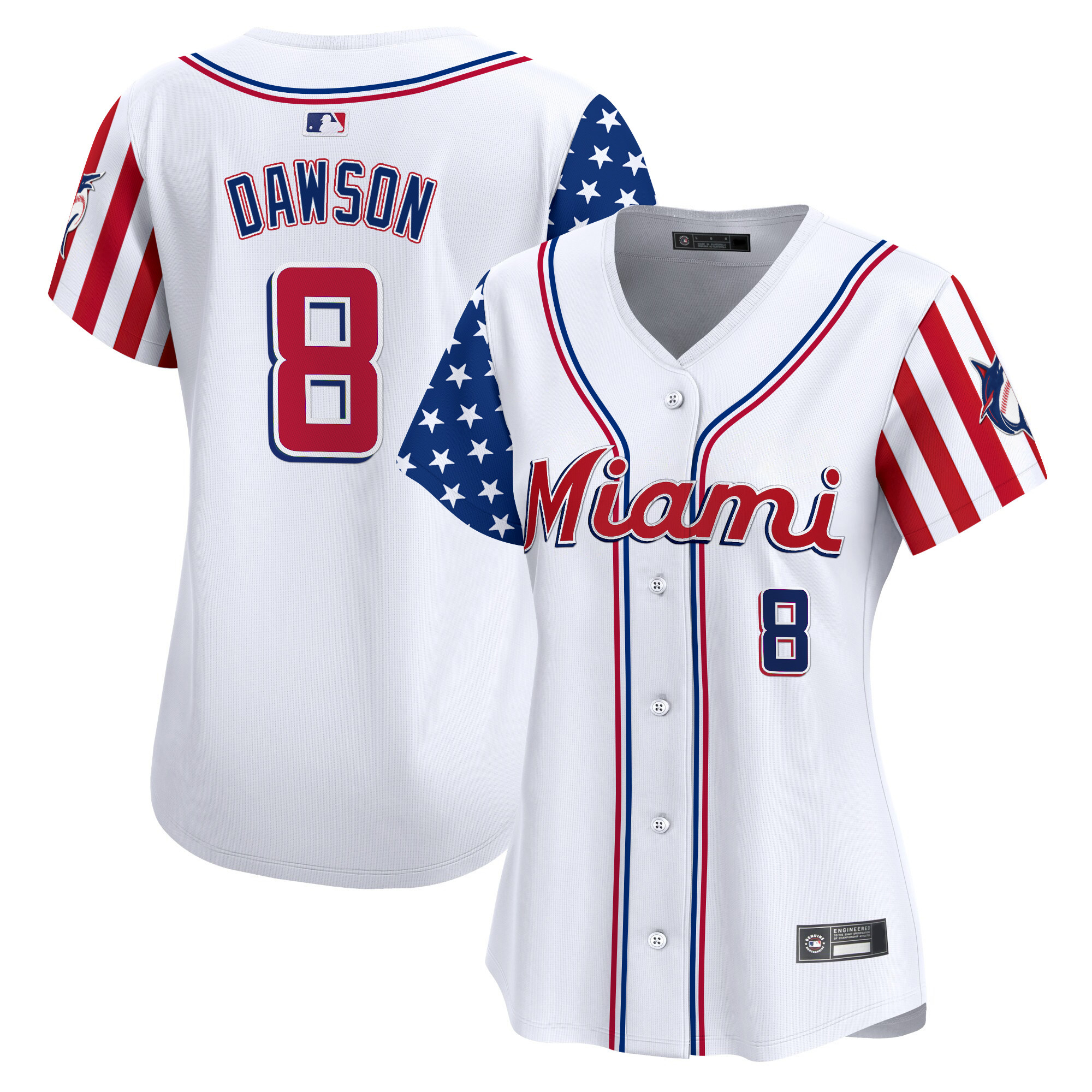 Women's Miami Marlins 2025 Independence Day Vapor Premier Limited Jersey - All Stitched - Image 7