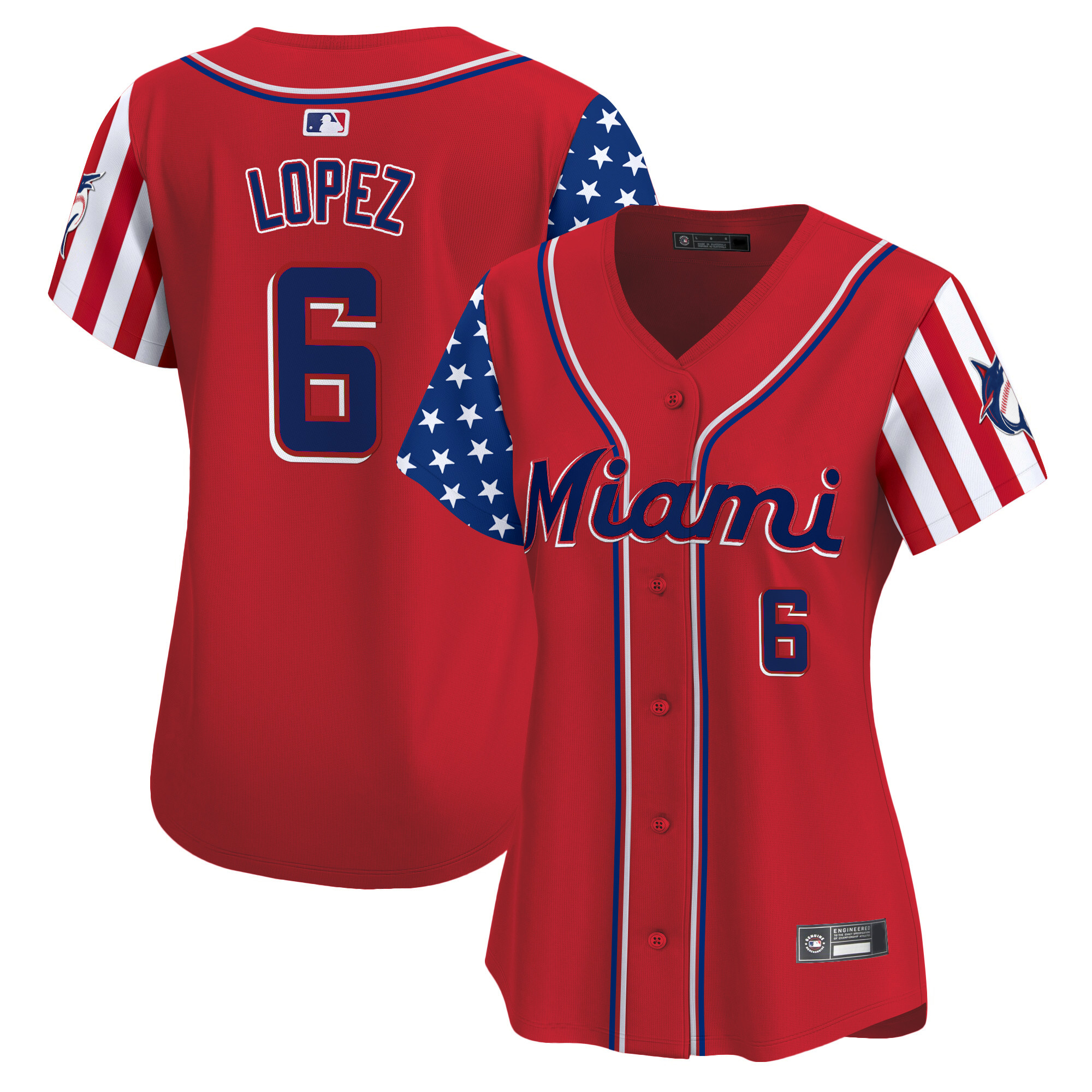 Women's Miami Marlins 2025 Independence Day Vapor Premier Limited Jersey - All Stitched - Image 14