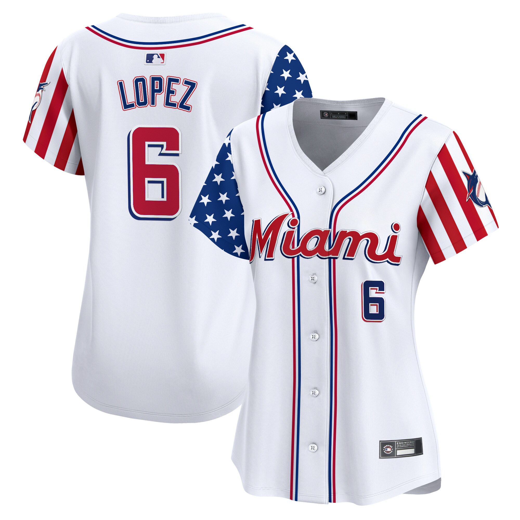 Women's Miami Marlins 2025 Independence Day Vapor Premier Limited Jersey - All Stitched - Image 6
