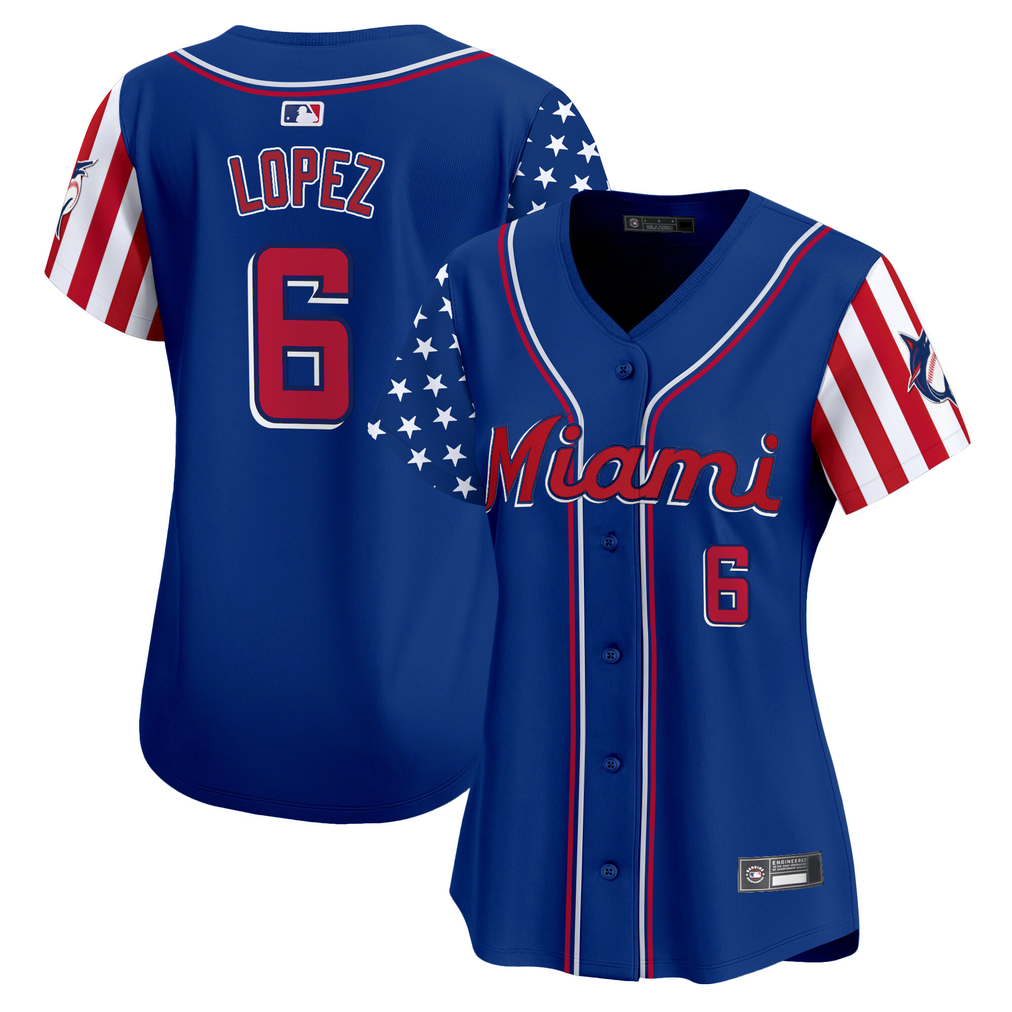 Women's Miami Marlins 2025 Independence Day Vapor Premier Limited Jersey - All Stitched - Image 22