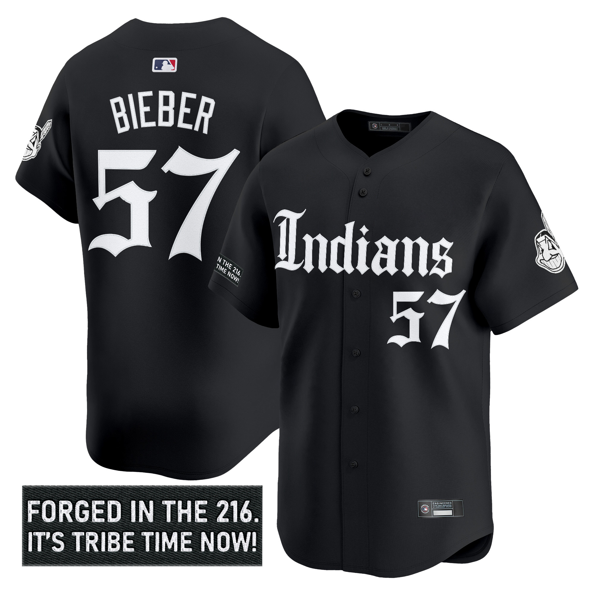 Men's Cleveland Indians 'Gothic Iron Edition' Vapor Premier Limited Jersey V2 - All Stitched - Image 3