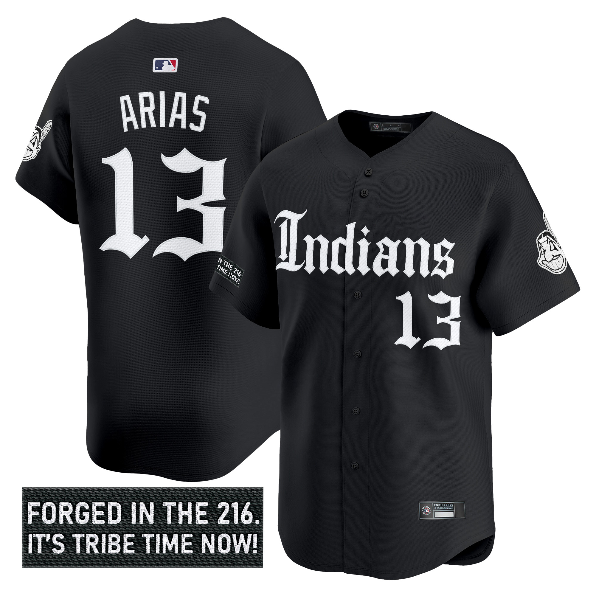 Men's Cleveland Indians 'Gothic Iron Edition' Vapor Premier Limited Jersey V2 - All Stitched - Image 8