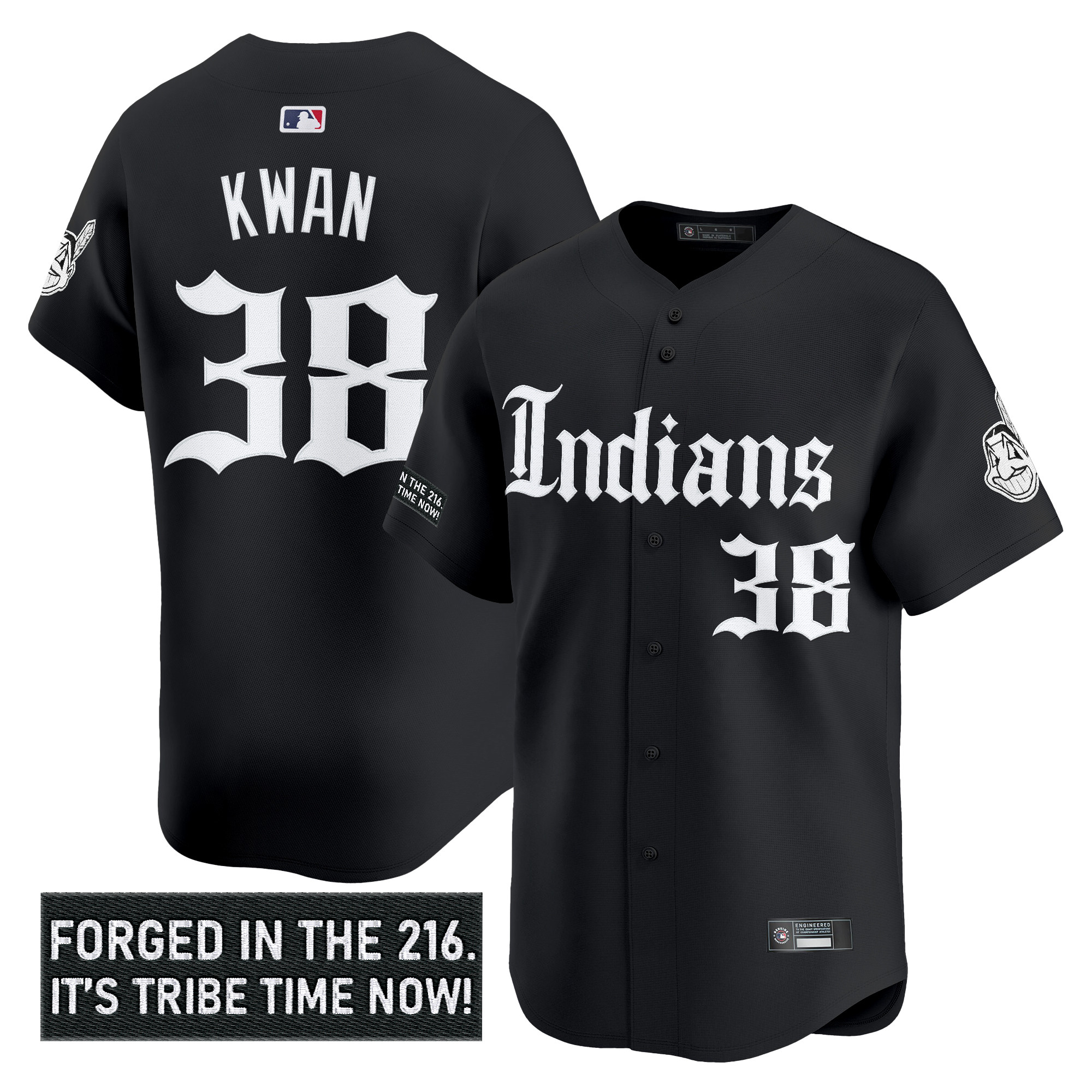 Men's Cleveland Indians 'Gothic Iron Edition' Vapor Premier Limited Jersey V2 - All Stitched - Image 4