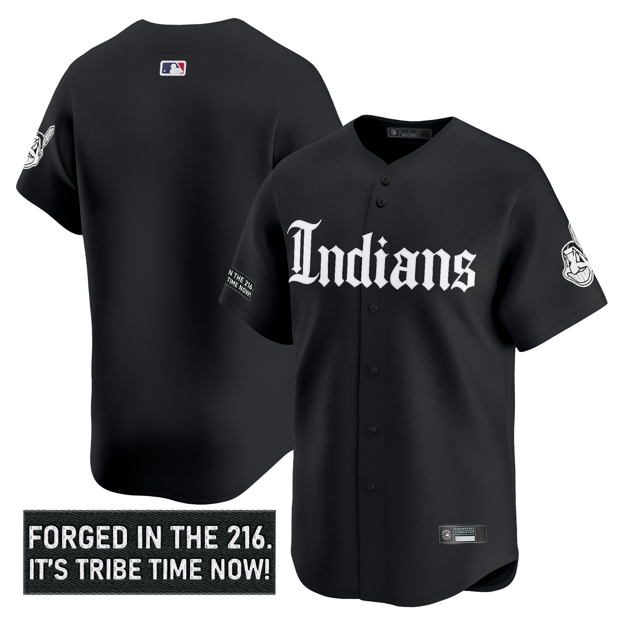Men's Cleveland Indians 'Gothic Iron Edition' Vapor Premier Limited Jersey V2 - All Stitched - Image 9