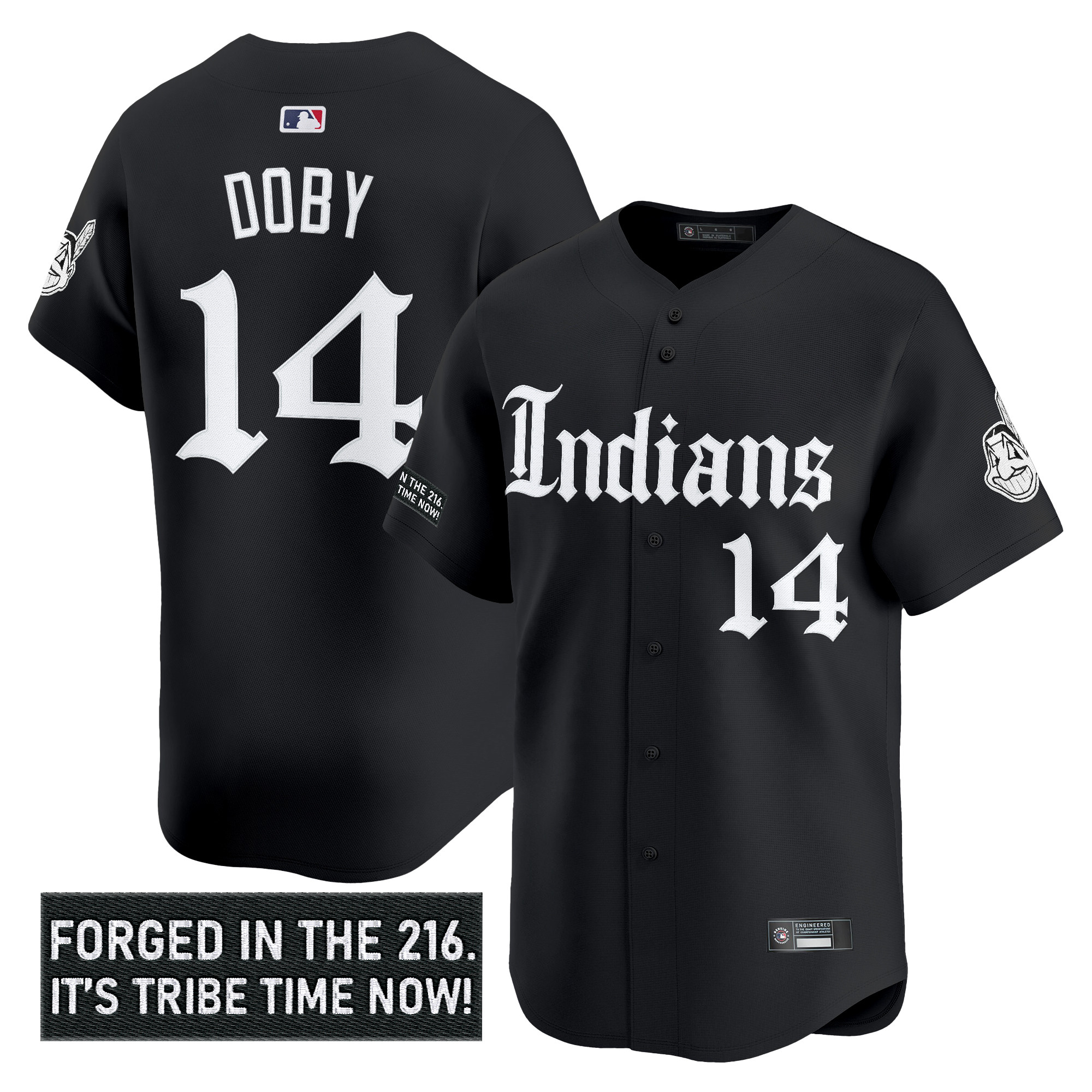 Men's Cleveland Indians 'Gothic Iron Edition' Vapor Premier Limited Jersey V2 - All Stitched - Image 5