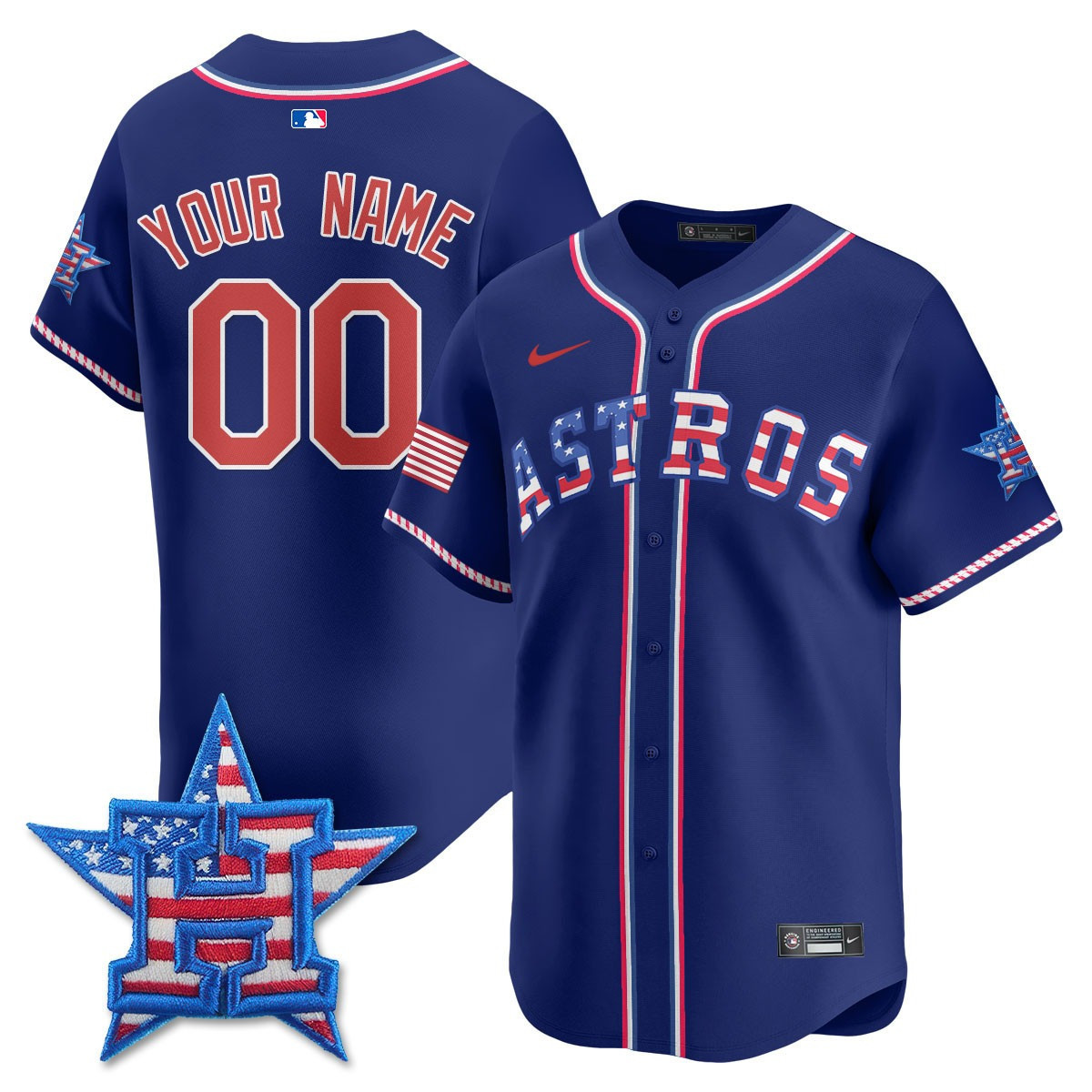 Houston Astros 2025 Fourth of July Vapor Premier Limited Custom Jersey - All Stitched - Image 3