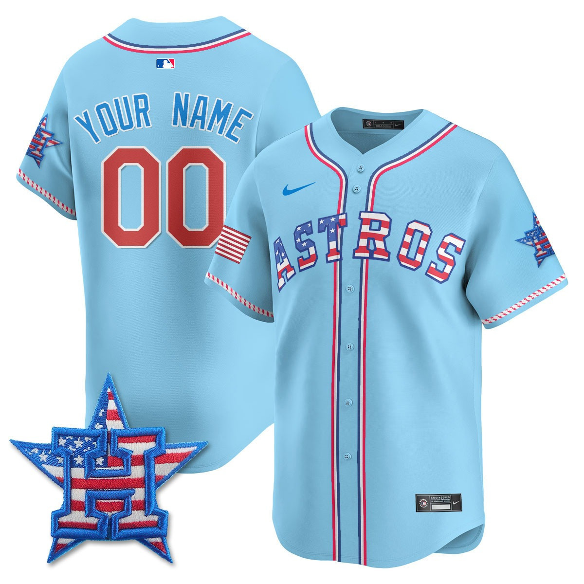 Houston Astros 2025 Fourth of July Vapor Premier Limited Custom Jersey - All Stitched - Image 2