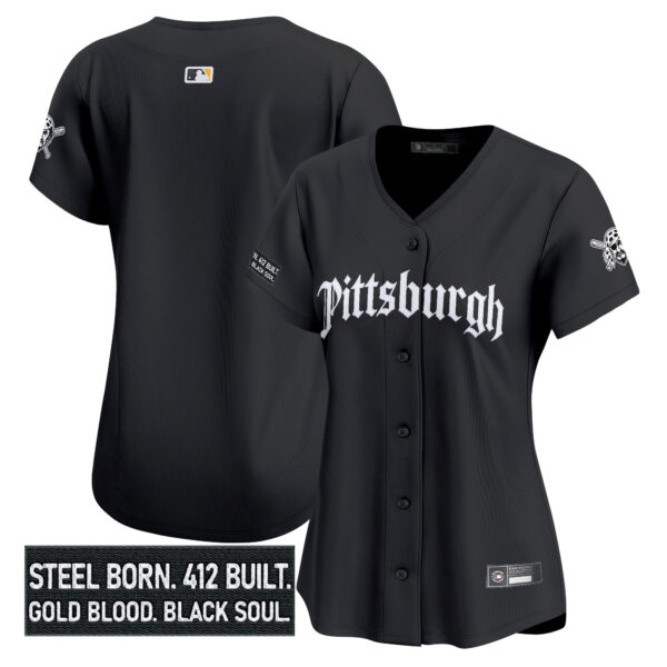 Women's Pittsburgh Pirates 'Gothic Steel City Edition' Vapor Premier Limited Jersey - All Stitched - Image 10