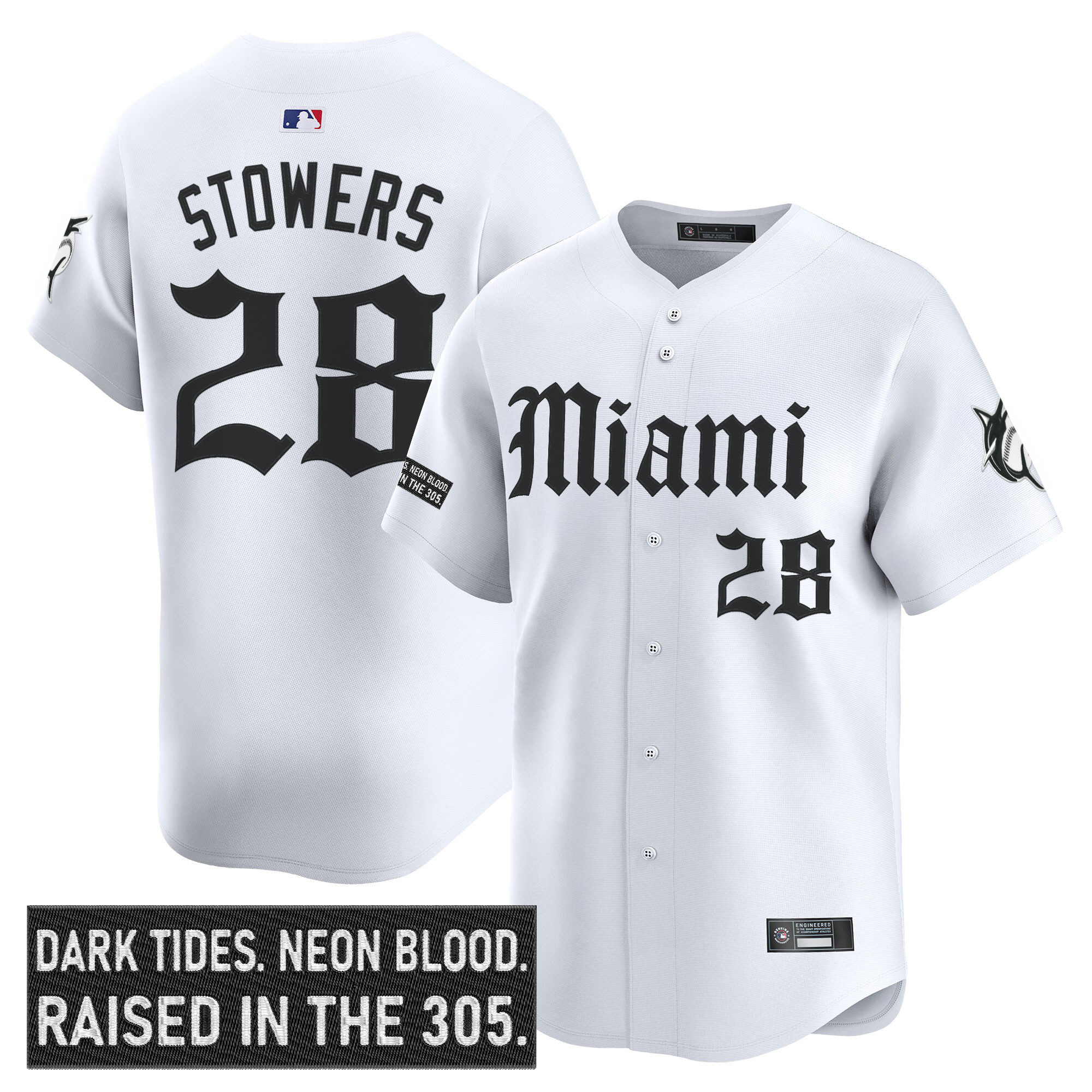 Men's Miami Marlins 'Gothic Vice Edition' Vapor Premier Limited Jersey - All Stitched - Image 9