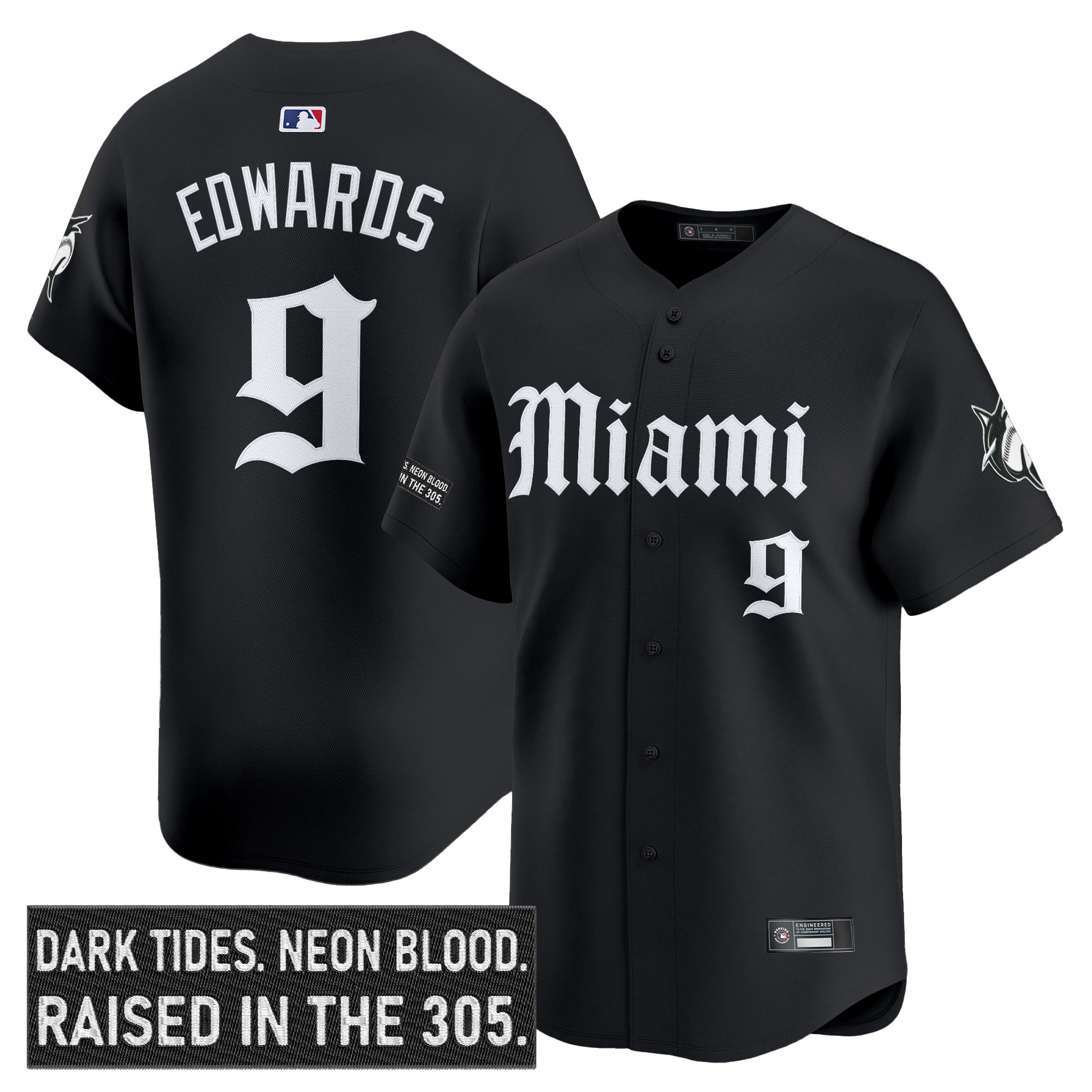 Men's Miami Marlins 'Gothic Vice Edition' Vapor Premier Limited Jersey - All Stitched - Image 3