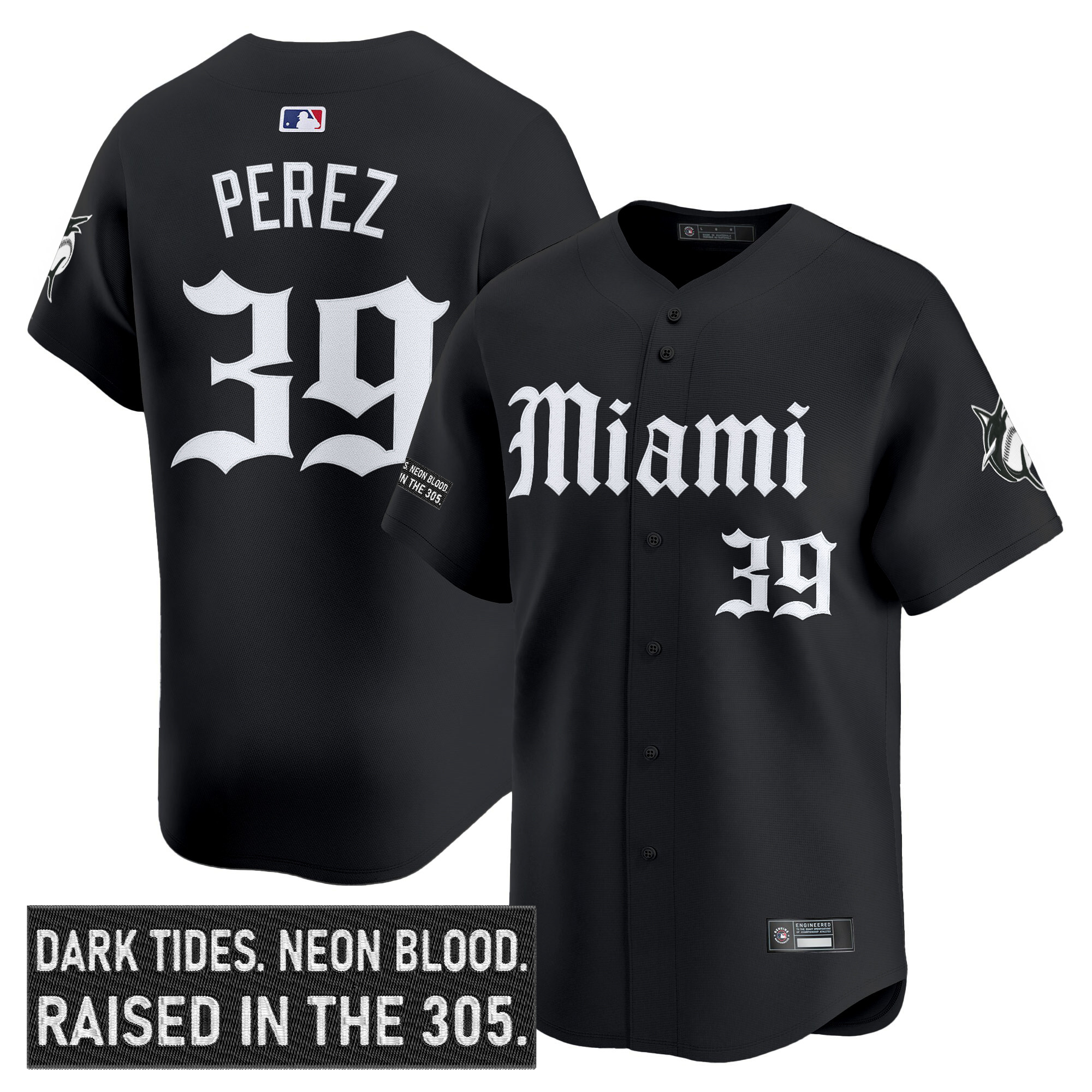 Men's Miami Marlins 'Gothic Vice Edition' Vapor Premier Limited Jersey - All Stitched - Image 4