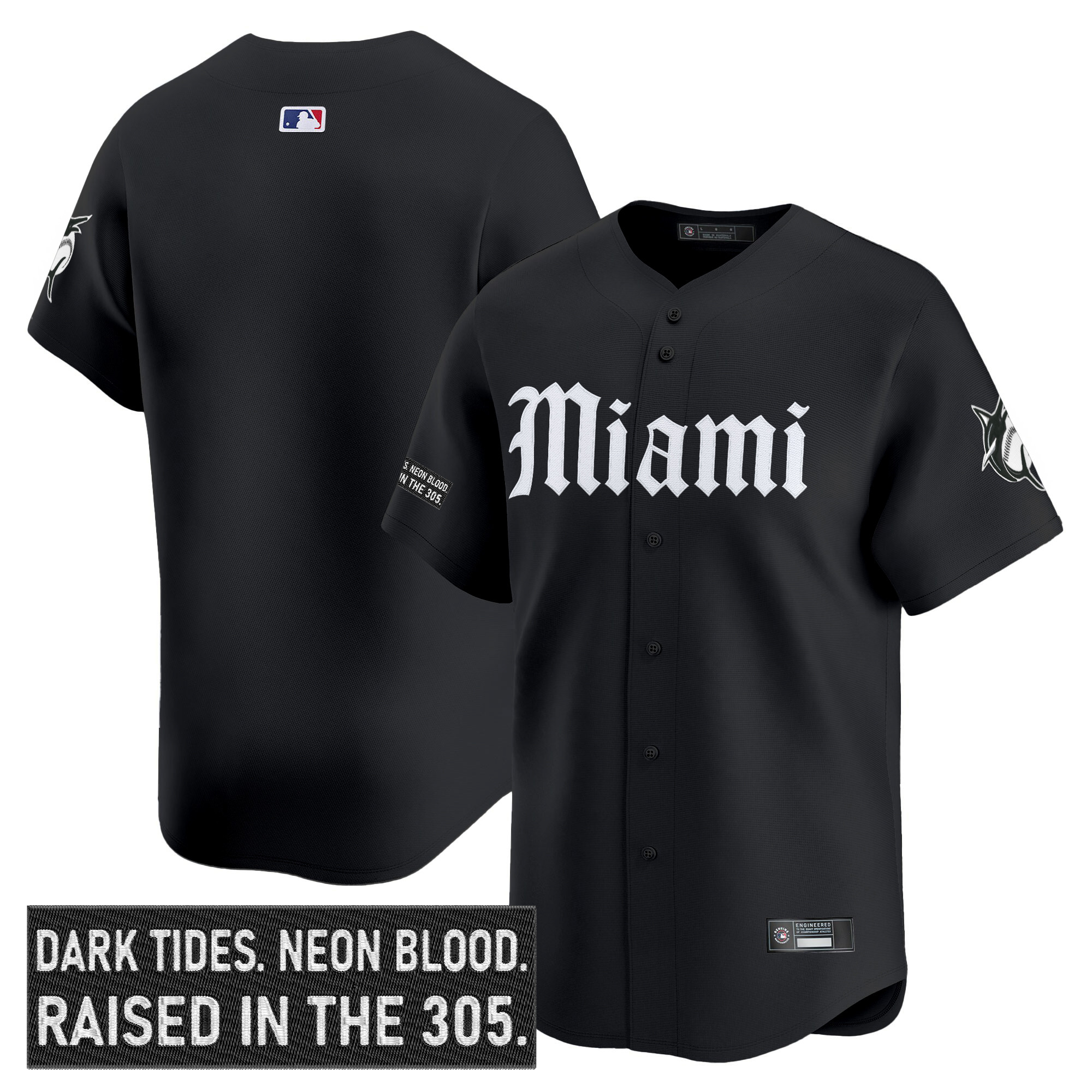 Men's Miami Marlins 'Gothic Vice Edition' Vapor Premier Limited Jersey - All Stitched - Image 8