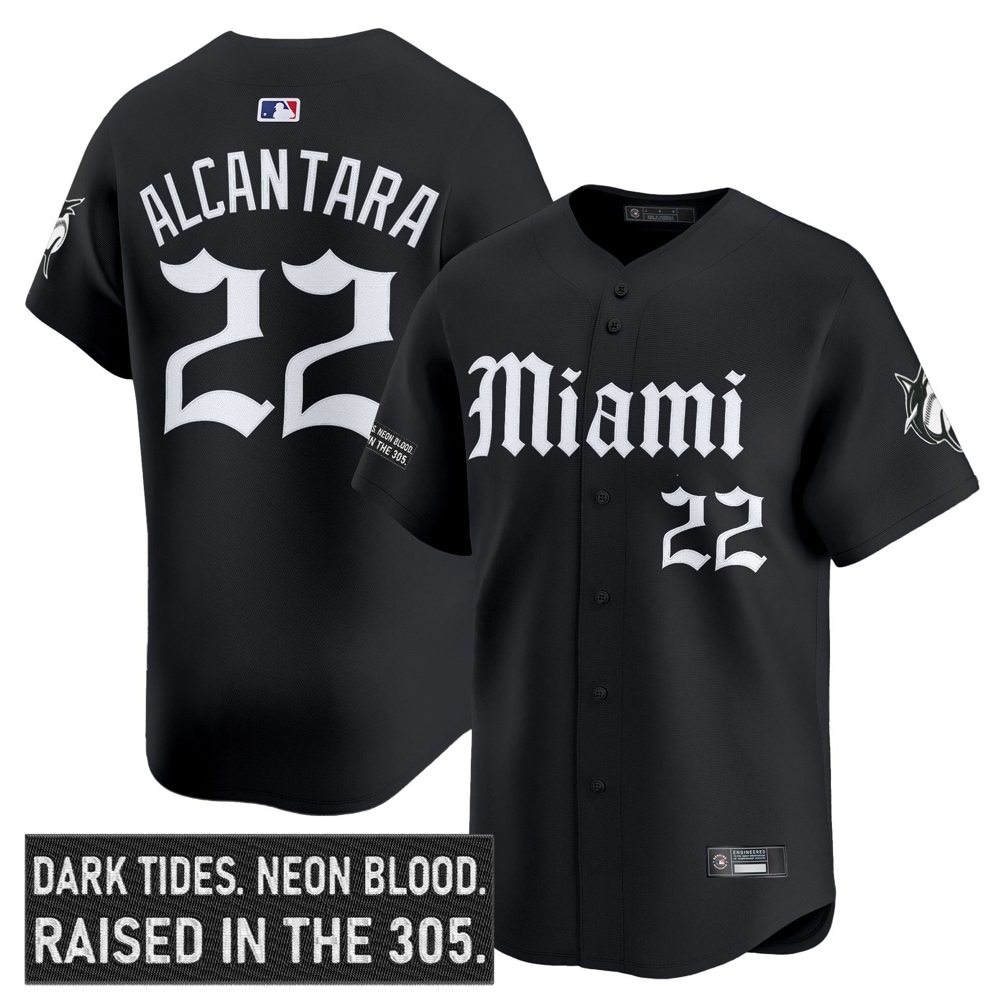 Men's Miami Marlins 'Gothic Vice Edition' Vapor Premier Limited Jersey - All Stitched - Image 2