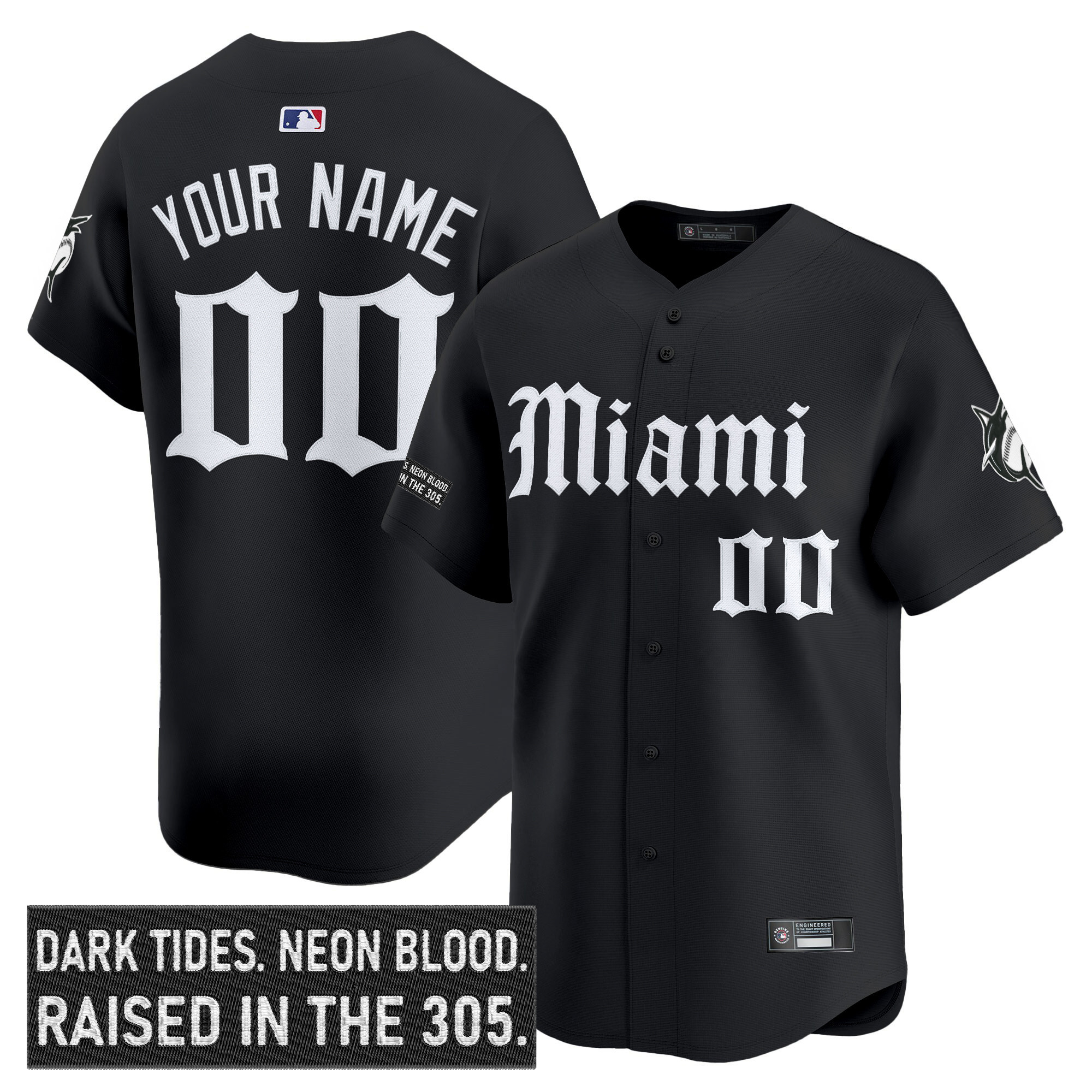 Miami Marlins 'Gothic Vice Edition' Vapor Premier Limited Custom Jersey - All Stitched