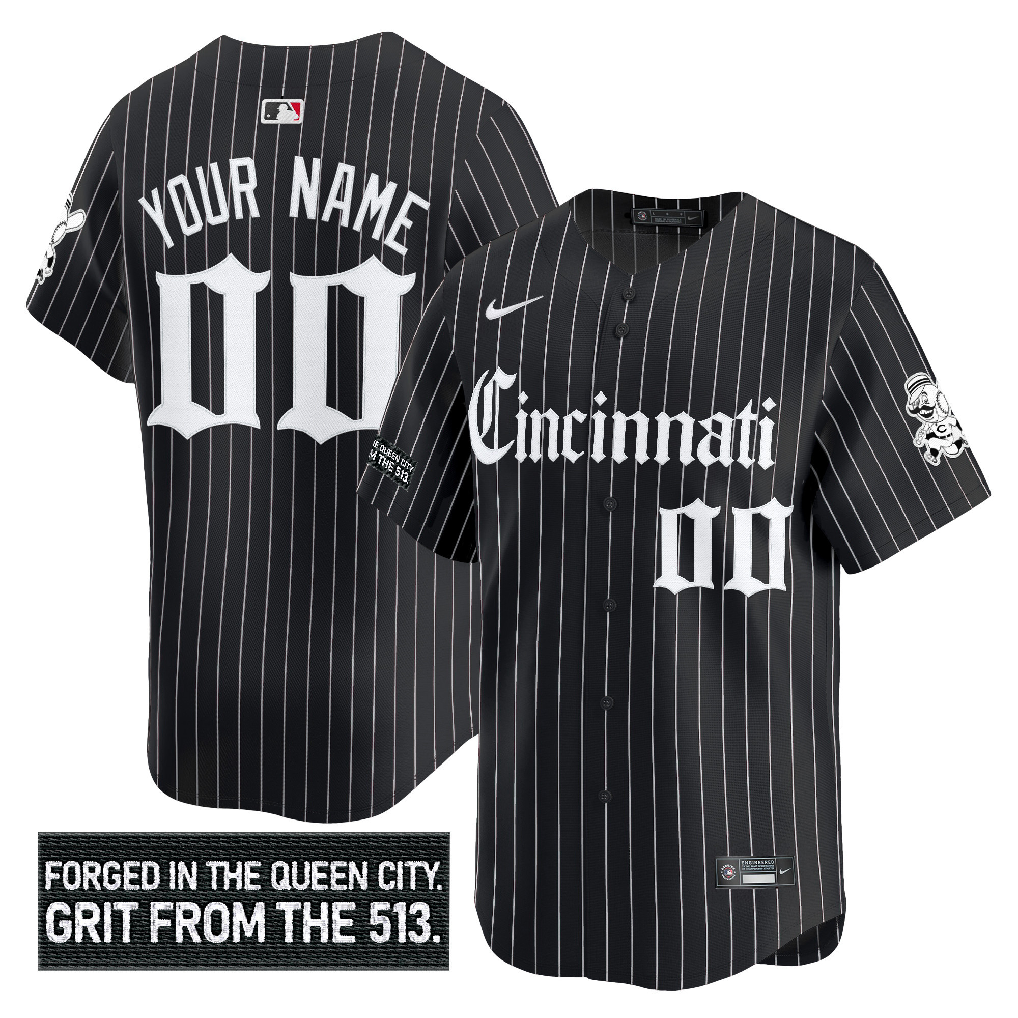 Cincinnati Reds 'Gothic Queen City Edition' Vapor Premier Limited Custom Jersey - All Stitched - Image 4