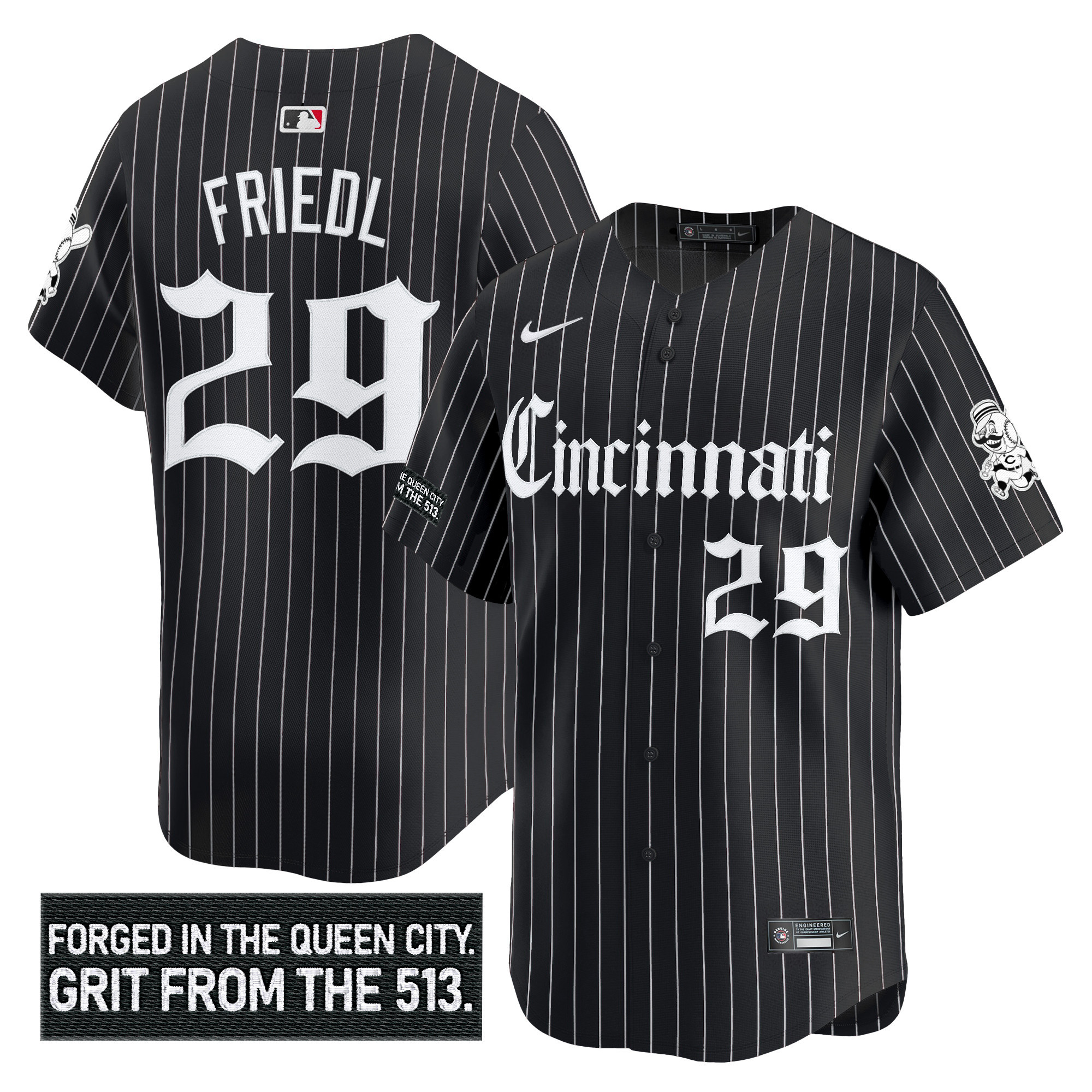 Men's Cincinnati Reds 'Gothic Queen City Edition' Vapor Premier Limited Jersey - All Stitched - Image 36