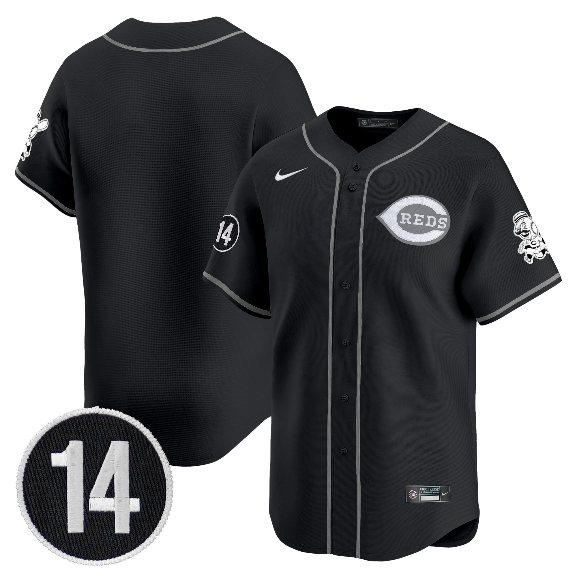 Cincinnati Reds 2025 Lights Out Vapor Premier Limited Jersey - Pete Rose Patch - All Stitched - Image 9