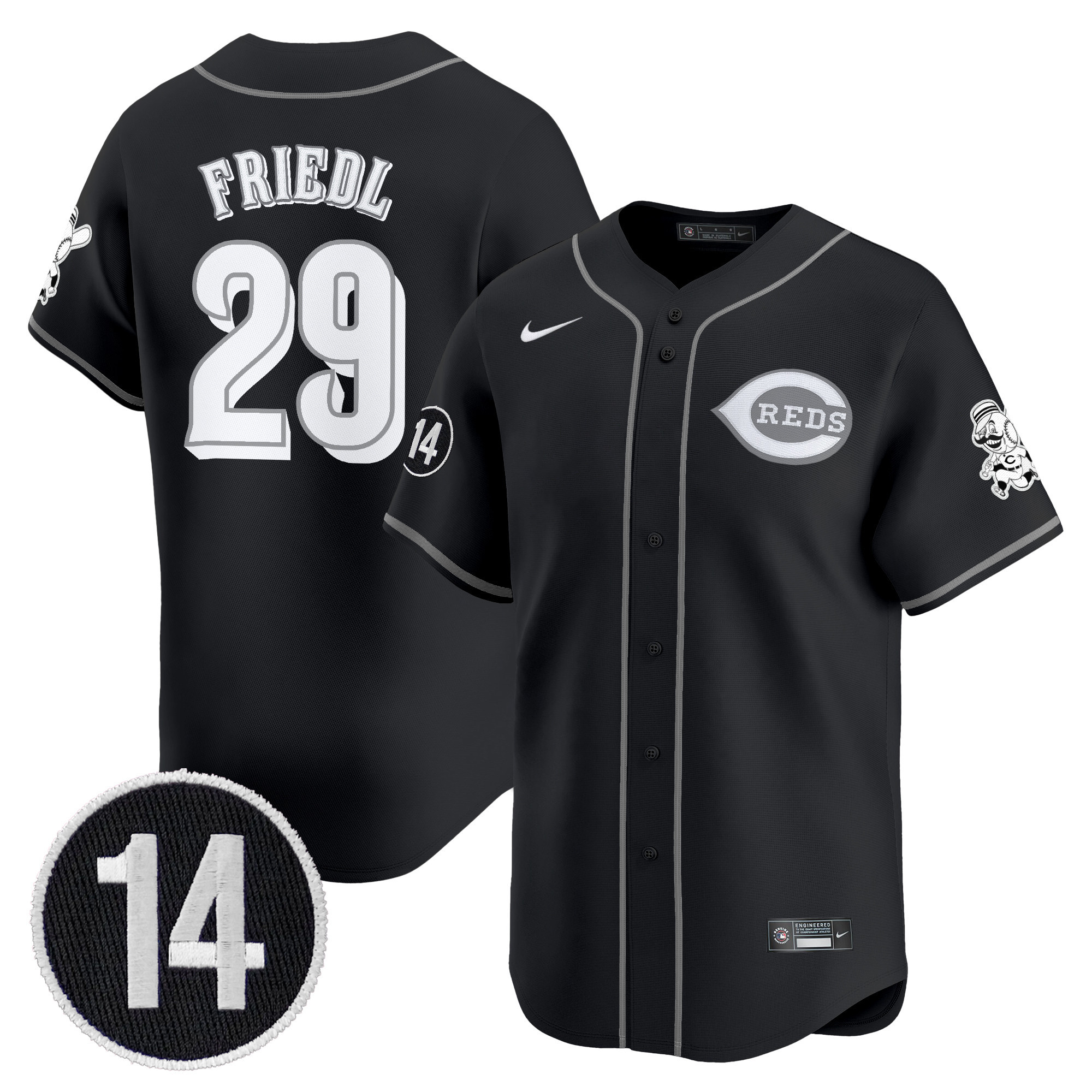 Cincinnati Reds 2025 Lights Out Vapor Premier Limited Jersey - Pete Rose Patch - All Stitched - Image 5