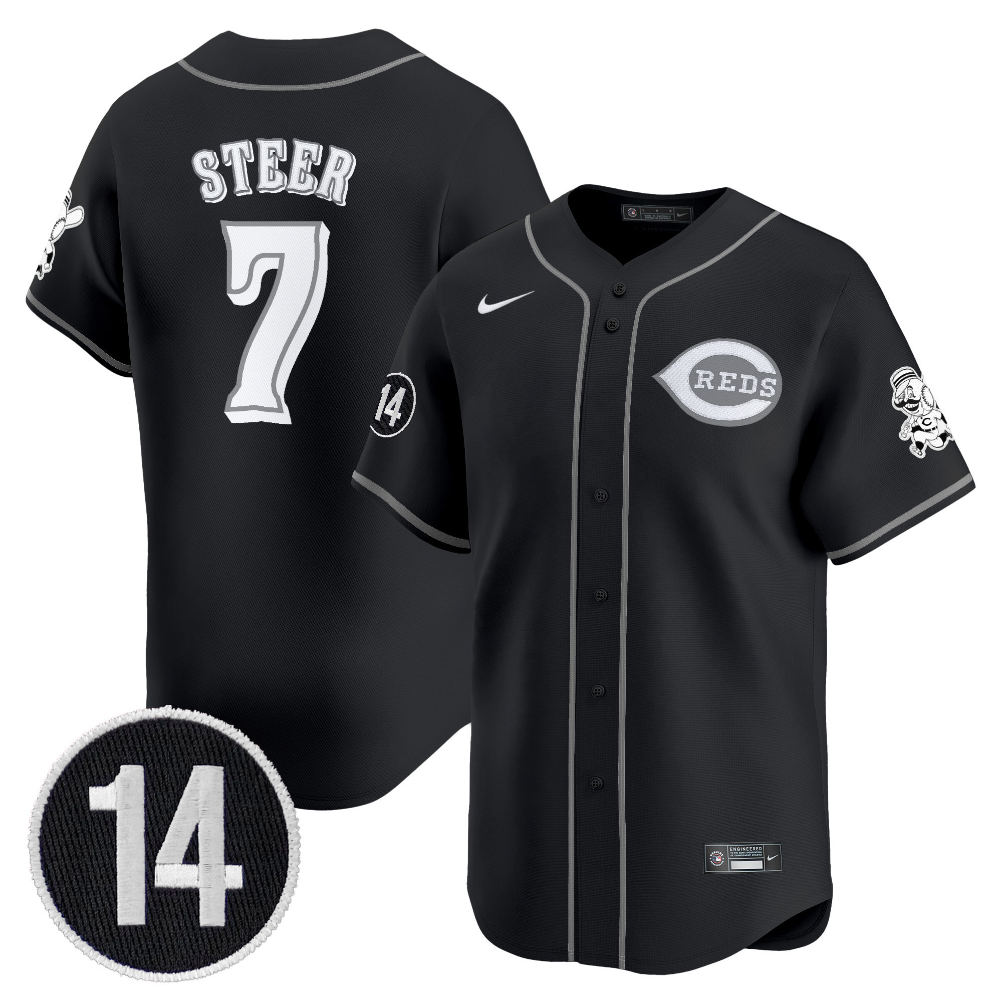 Cincinnati Reds 2025 Lights Out Vapor Premier Limited Jersey - Pete Rose Patch - All Stitched - Image 6