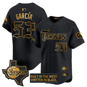 Men's Texas Rangers 'Gothic Frontier Edition' Gold Vapor Premier Limited Jersey - All Stitched