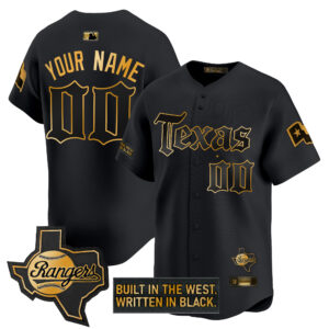 Texas Rangers 'Gothic Frontier Edition' Gold Vapor Premier Limited Custom Jersey - All Stitched