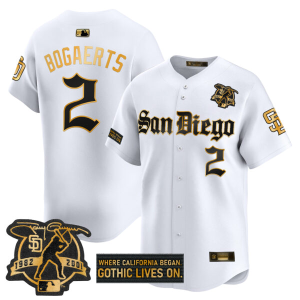 Men's San Diego Padres 'Gothic Edition' Gold Vapor Premier Limited Jersey - All Stitched - Image 15