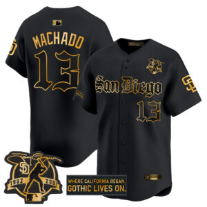 Men's San Diego Padres 'Gothic Edition' Gold Vapor Premier Limited Jersey - All Stitched