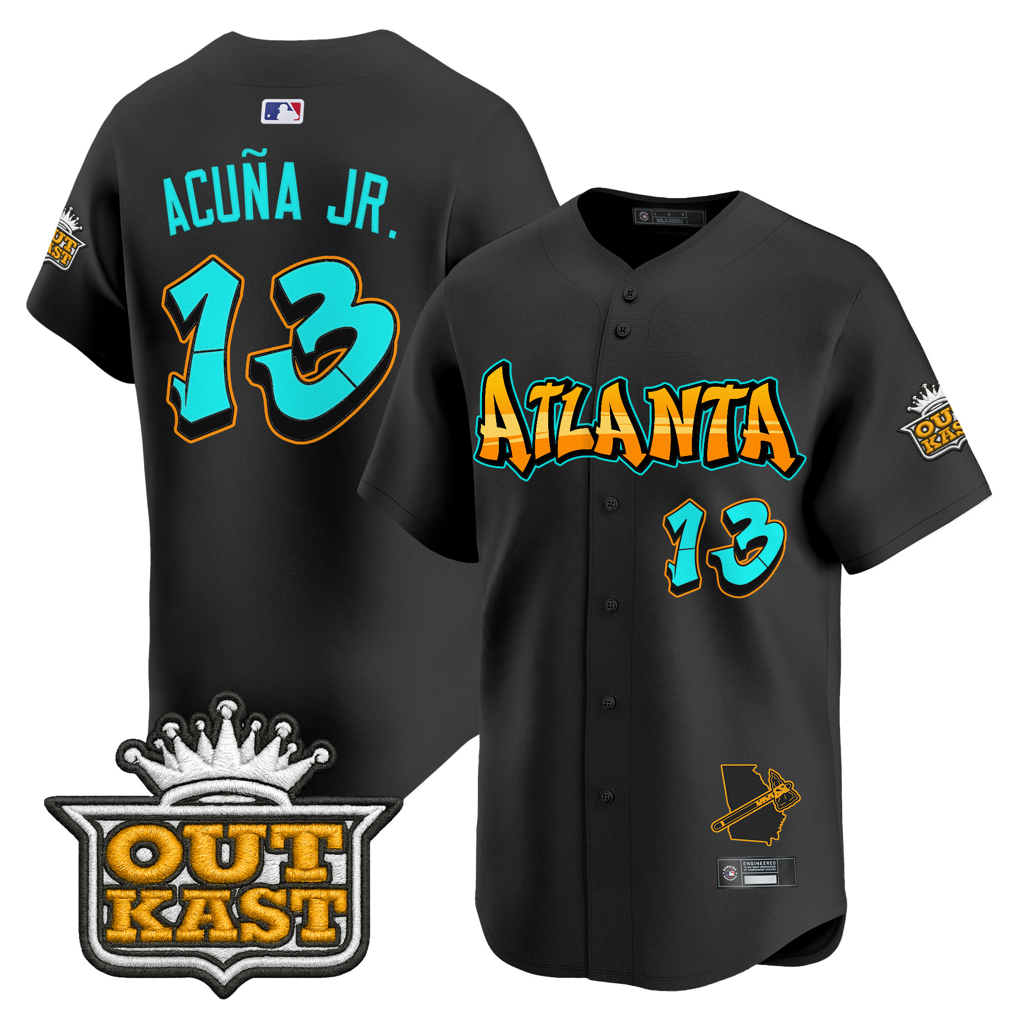 Men's Atlanta Braves 'Graffiti A-Town Edition' Vapor Premier Limited Jersey - All Stitched - Image 2