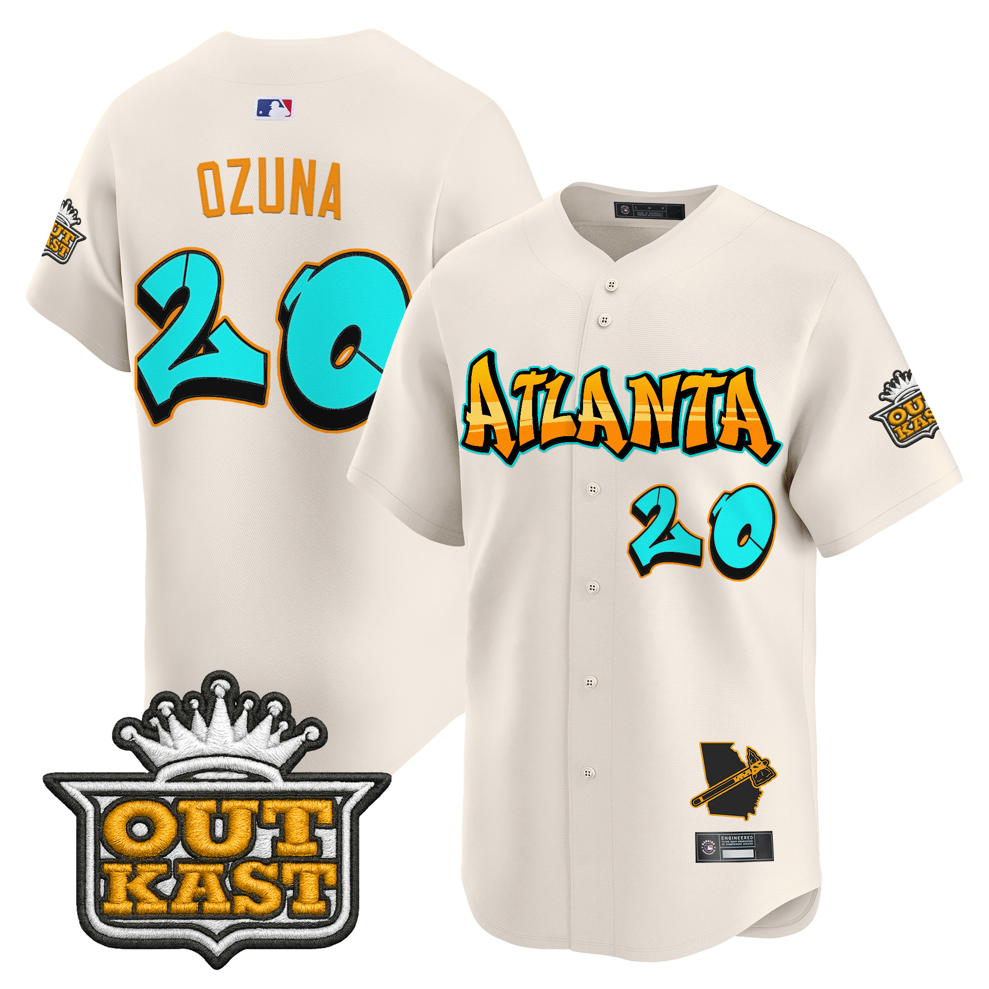 Men's Atlanta Braves 'Graffiti A-Town Edition' Vapor Premier Limited Jersey - All Stitched - Image 21