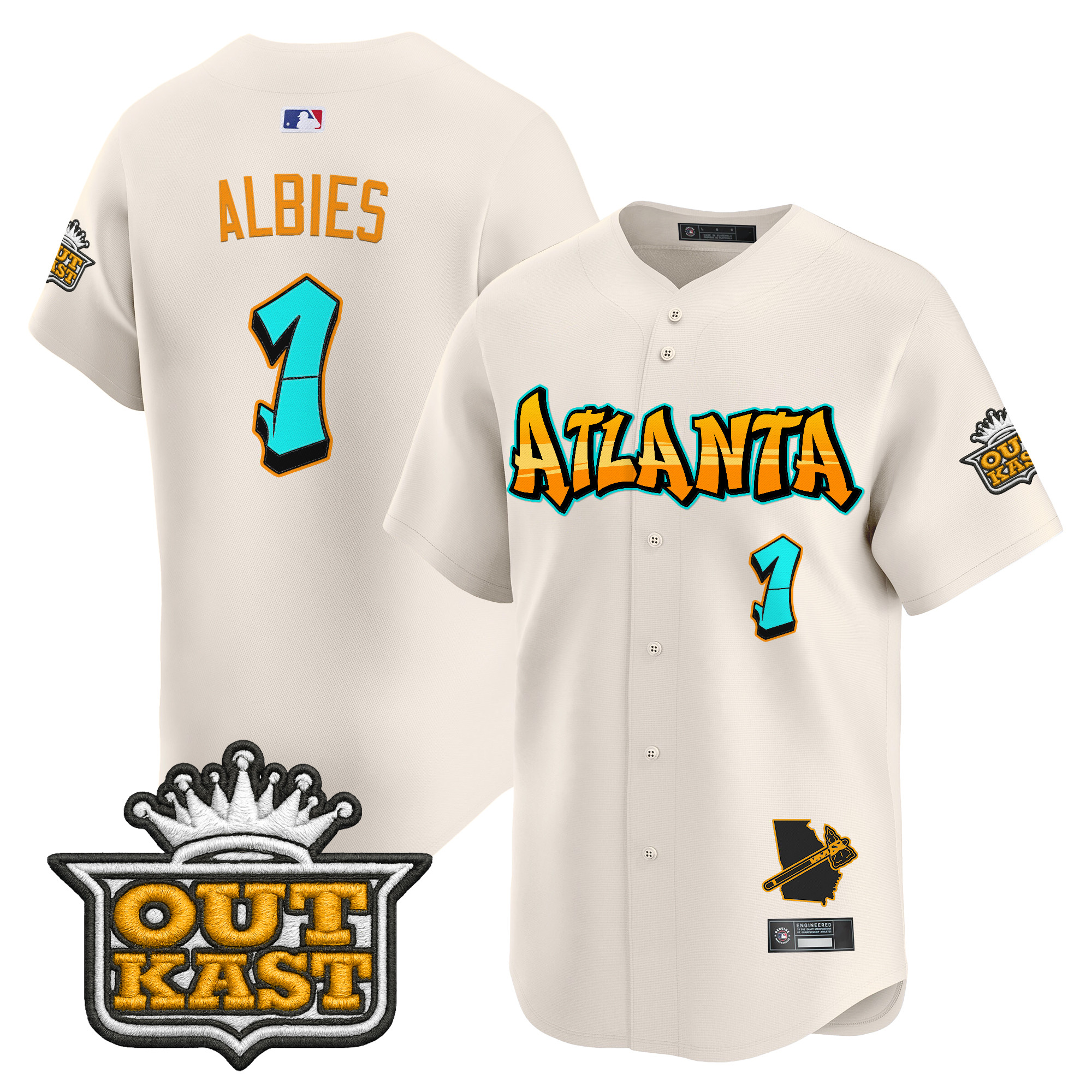 Men's Atlanta Braves 'Graffiti A-Town Edition' Vapor Premier Limited Jersey - All Stitched - Image 18