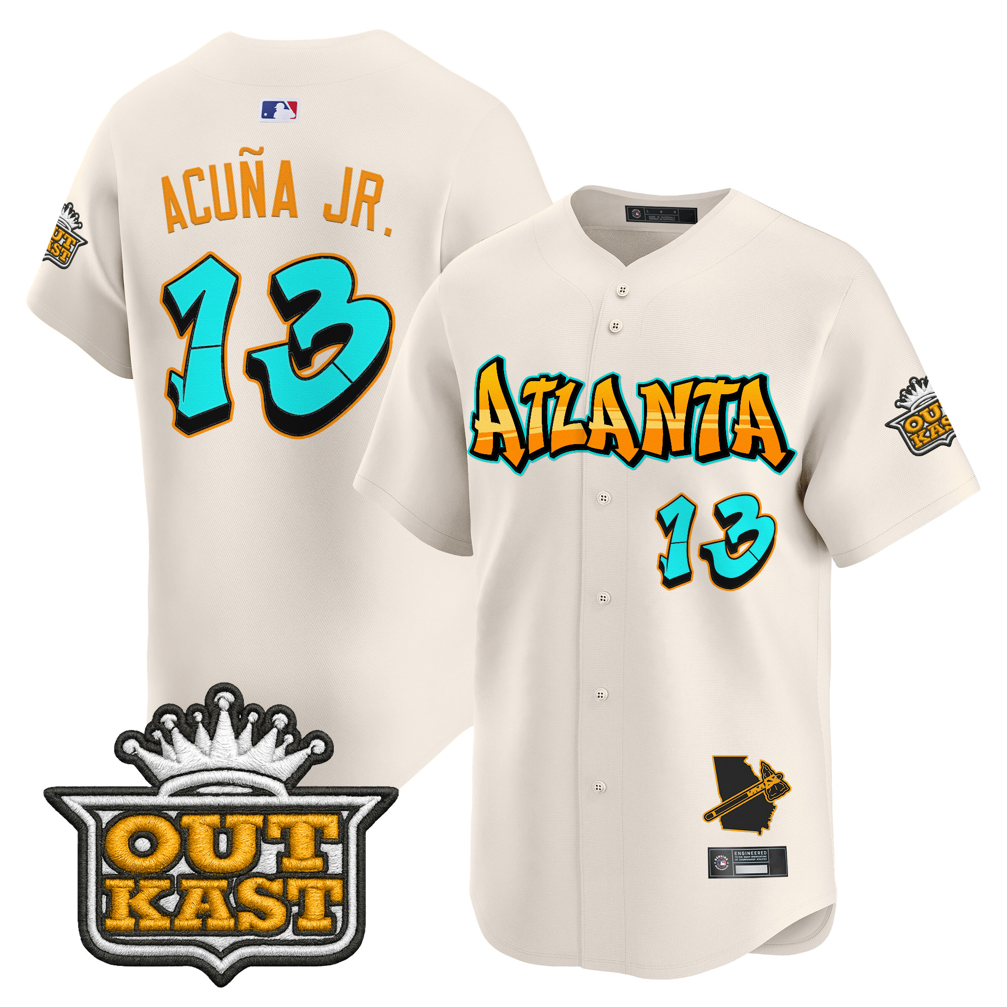 Men's Atlanta Braves 'Graffiti A-Town Edition' Vapor Premier Limited Jersey - All Stitched - Image 13