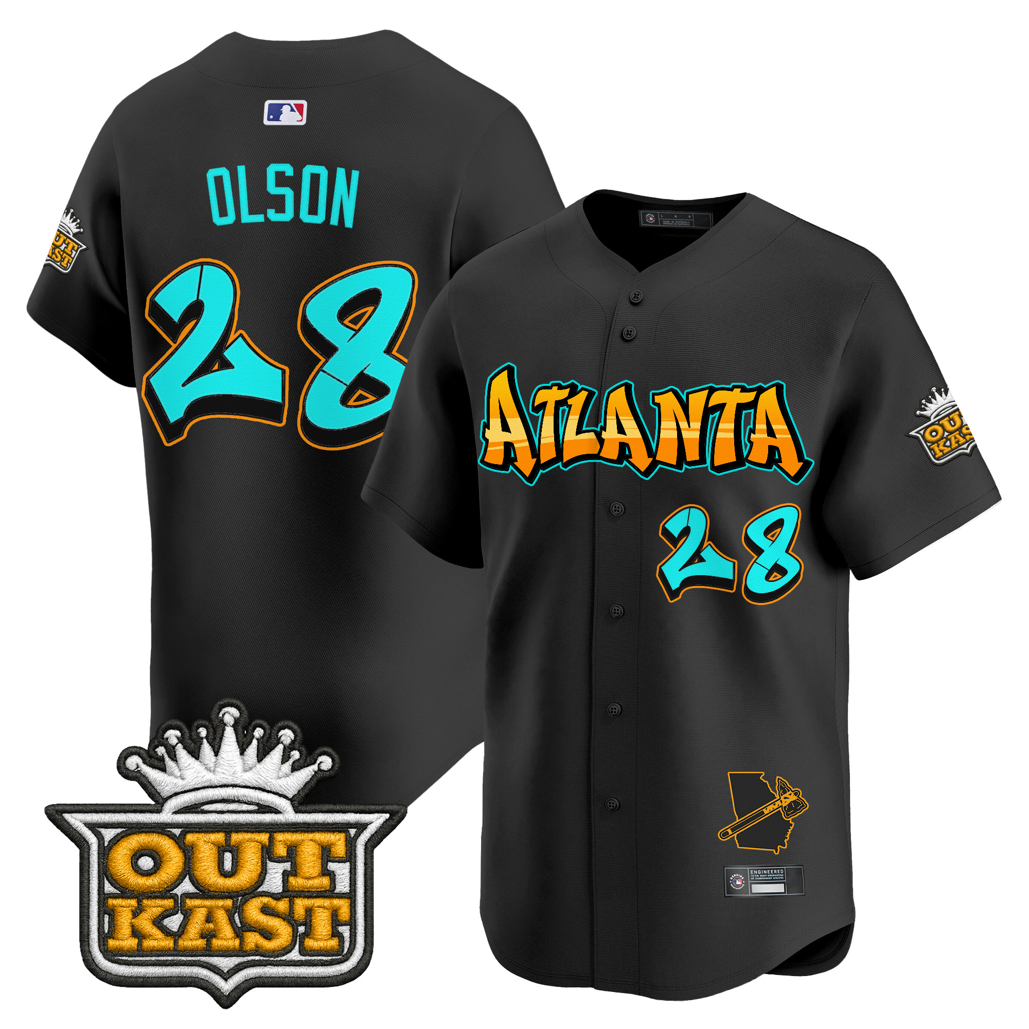 Men's Atlanta Braves 'Graffiti A-Town Edition' Vapor Premier Limited Jersey - All Stitched - Image 6