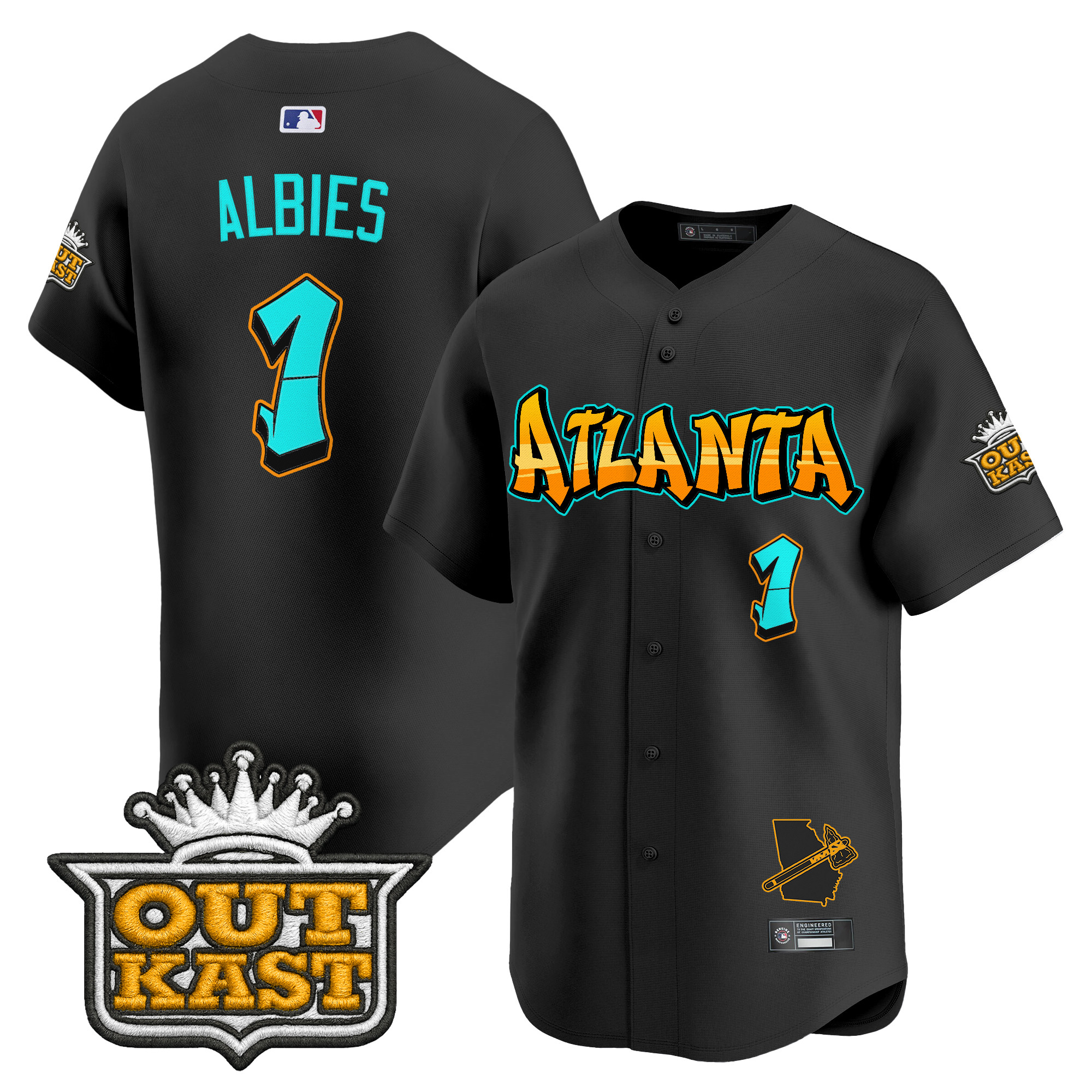 Men's Atlanta Braves 'Graffiti A-Town Edition' Vapor Premier Limited Jersey - All Stitched - Image 7