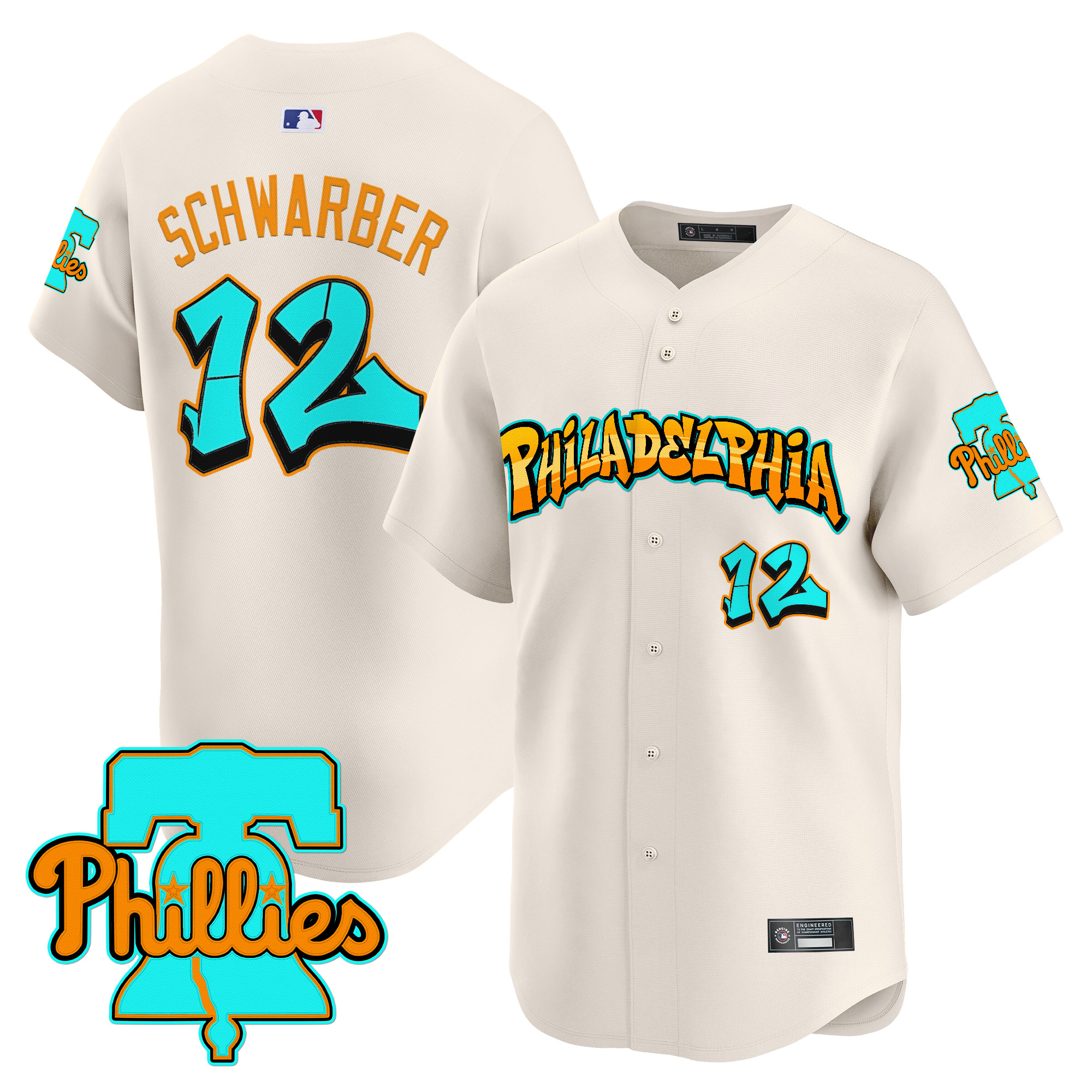 Men's Philadelphia Phillies 'Graffiti Broad Street Edition' Vapor Premier Limited Jersey - All Stitched - Image 8