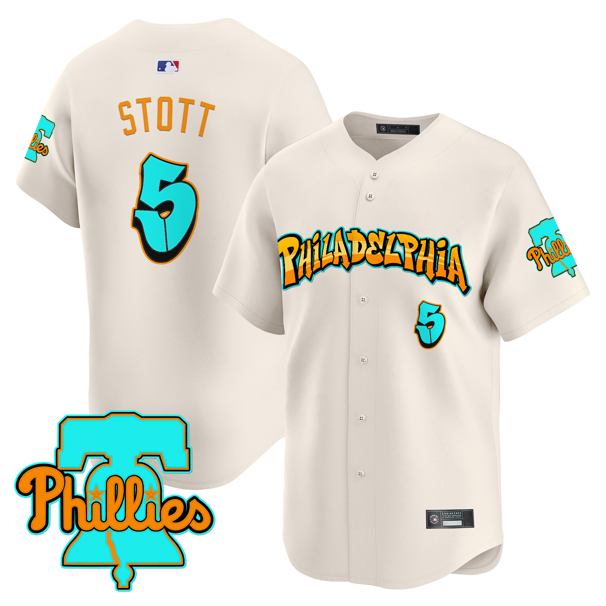 Men's Philadelphia Phillies 'Graffiti Broad Street Edition' Vapor Premier Limited Jersey - All Stitched - Image 5