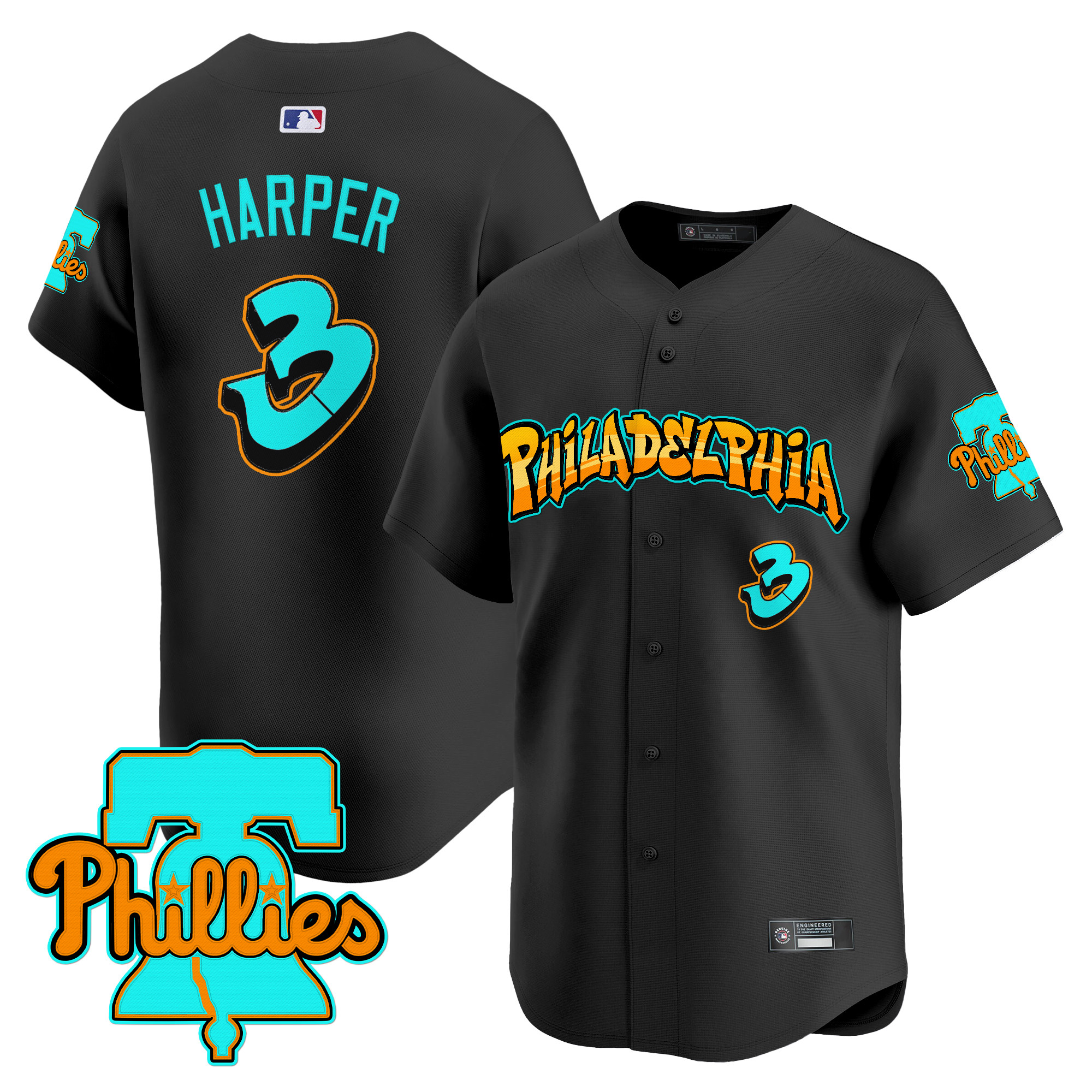 Men's Philadelphia Phillies 'Graffiti Broad Street Edition' Vapor Premier Limited Jersey - All Stitched - Image 11