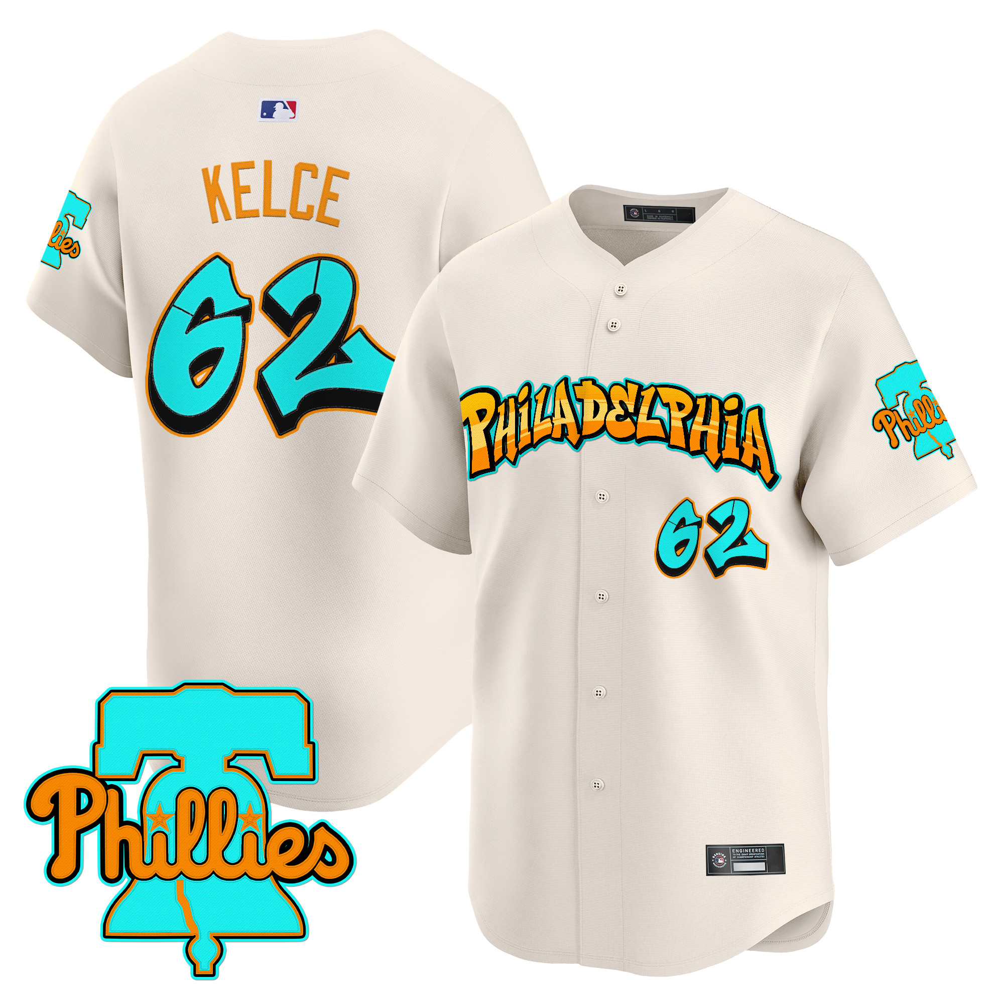 Men's Philadelphia Phillies 'Graffiti Broad Street Edition' Vapor Premier Limited Jersey - All Stitched - Image 7