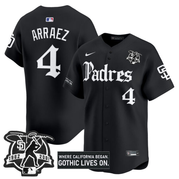 Men's San Diego Padres 'Gothic Edition' Vapor Premier Limited Jersey V2 - All Stitched - Image 6