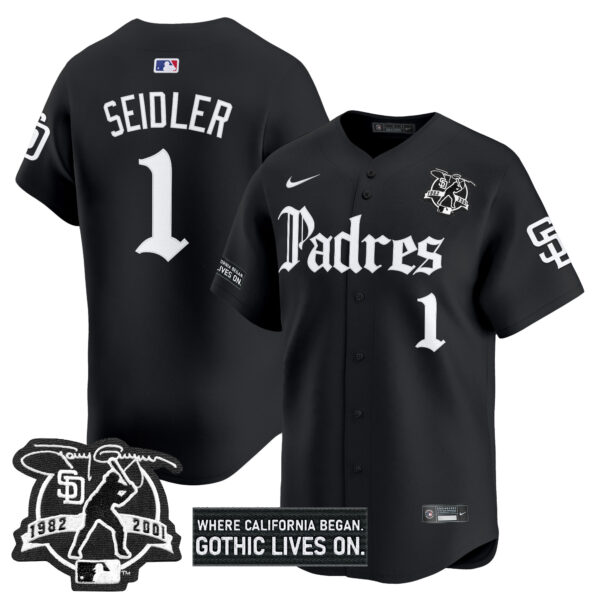 Men's San Diego Padres 'Gothic Edition' Vapor Premier Limited Jersey V2 - All Stitched - Image 8