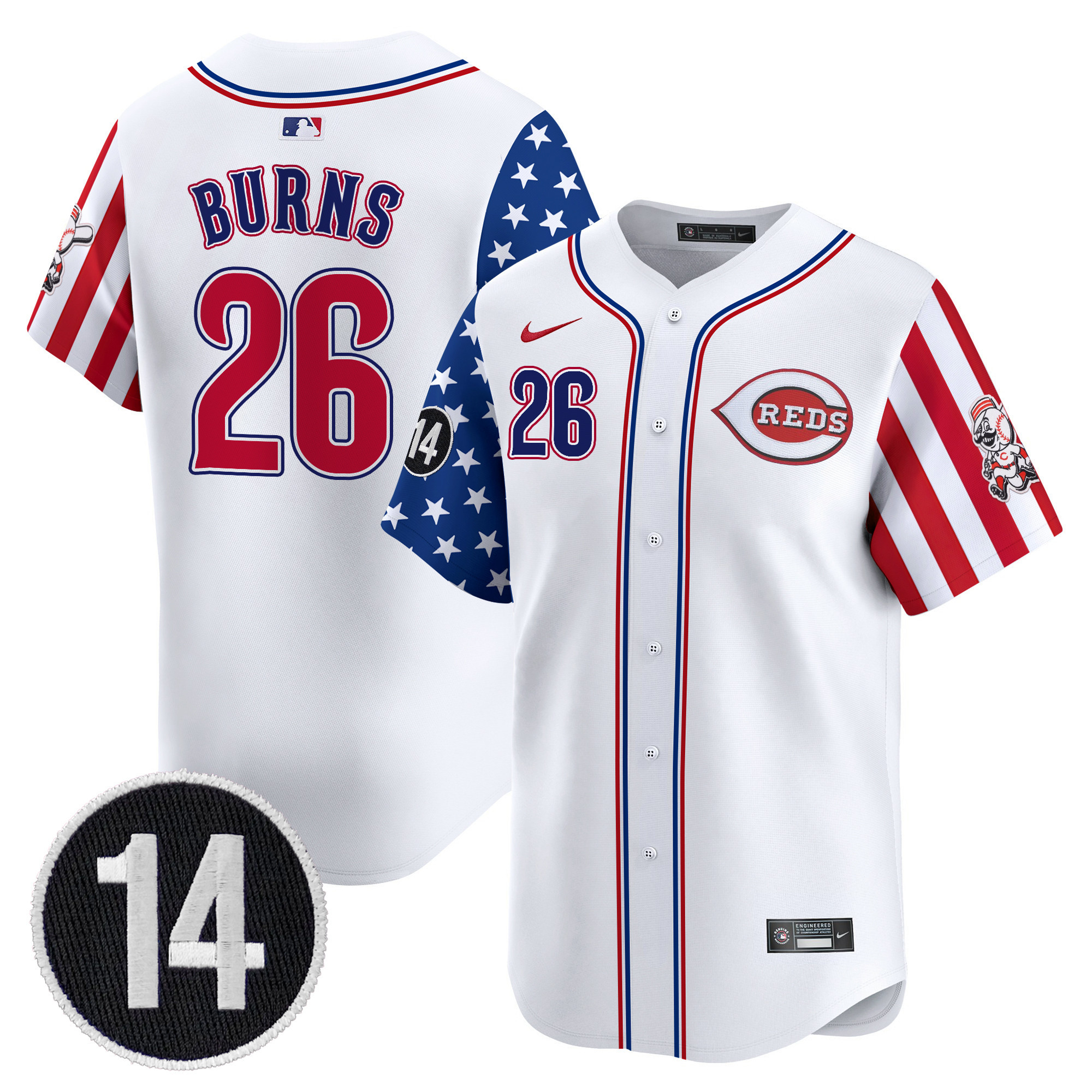 Men's Cincinnati Reds 2025 Independence Day Vapor Premier Limited Jersey - Pete Rose Patch - All Stitched - Image 8