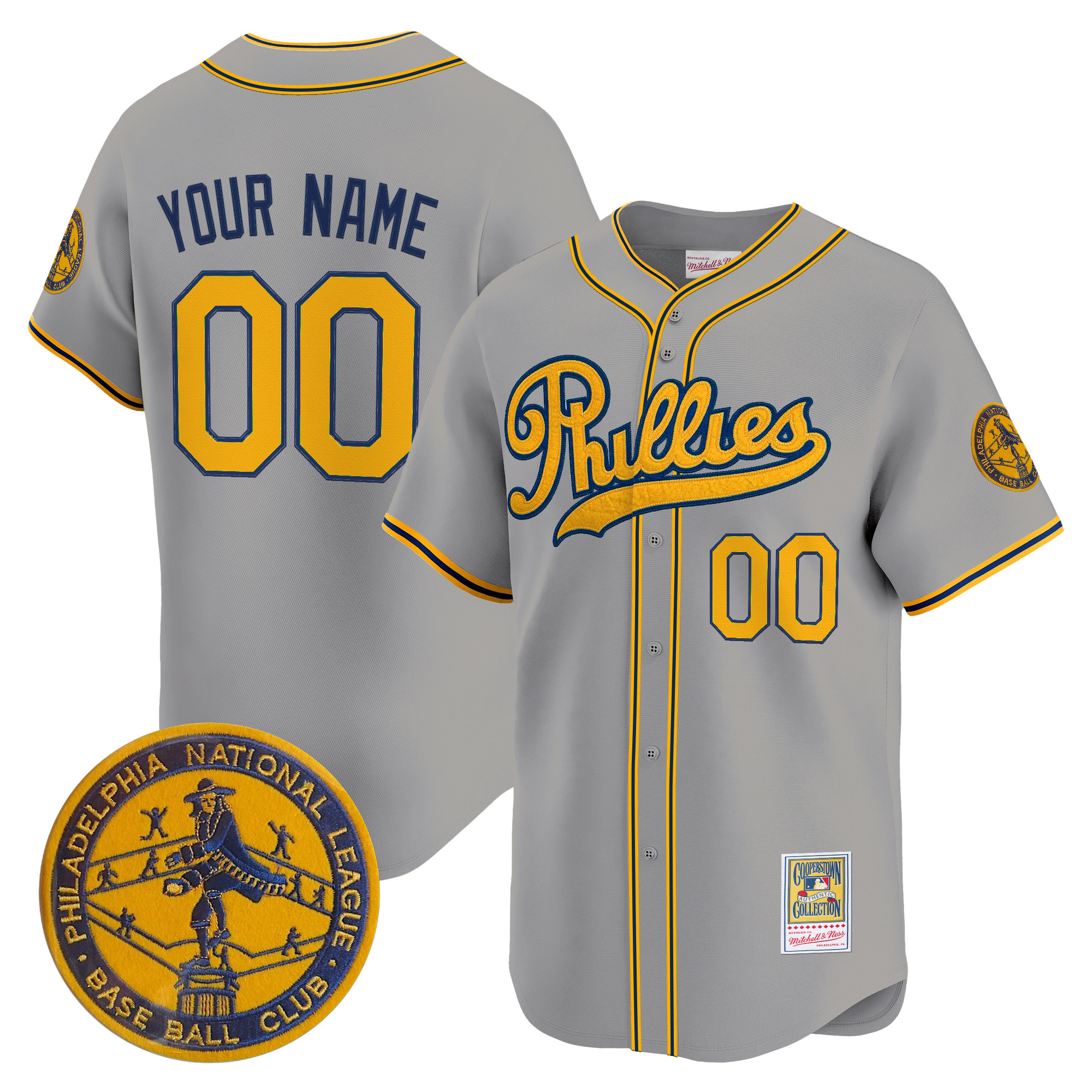 Philadelphia Phillies 1938 Heritage Vapor Premier Limited Custom Jersey - 'New Sweden 300th Anniversary' Patch - All Stitched - Image 2