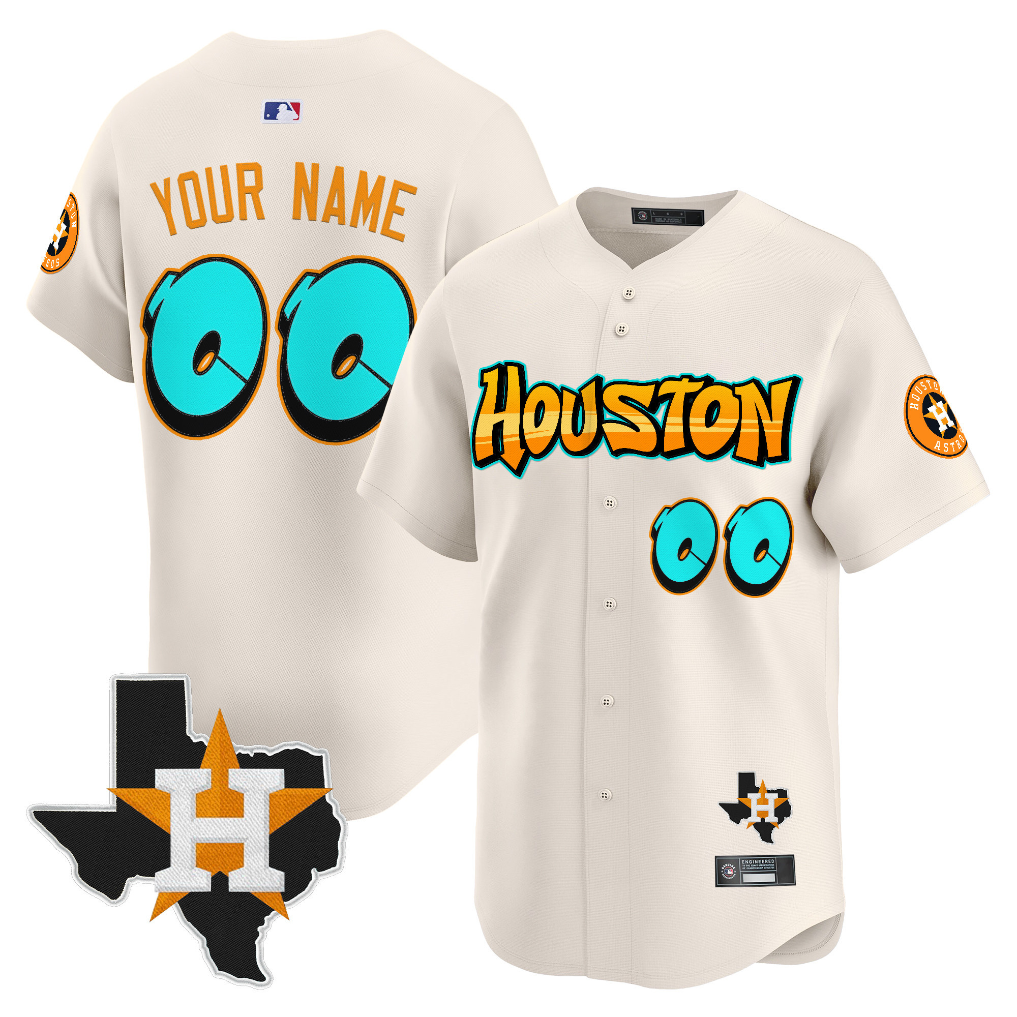 Houston Astros 'Graffiti H-Town Edition' Vapor Premier Limited Custom Jersey - All Stitched - Image 2